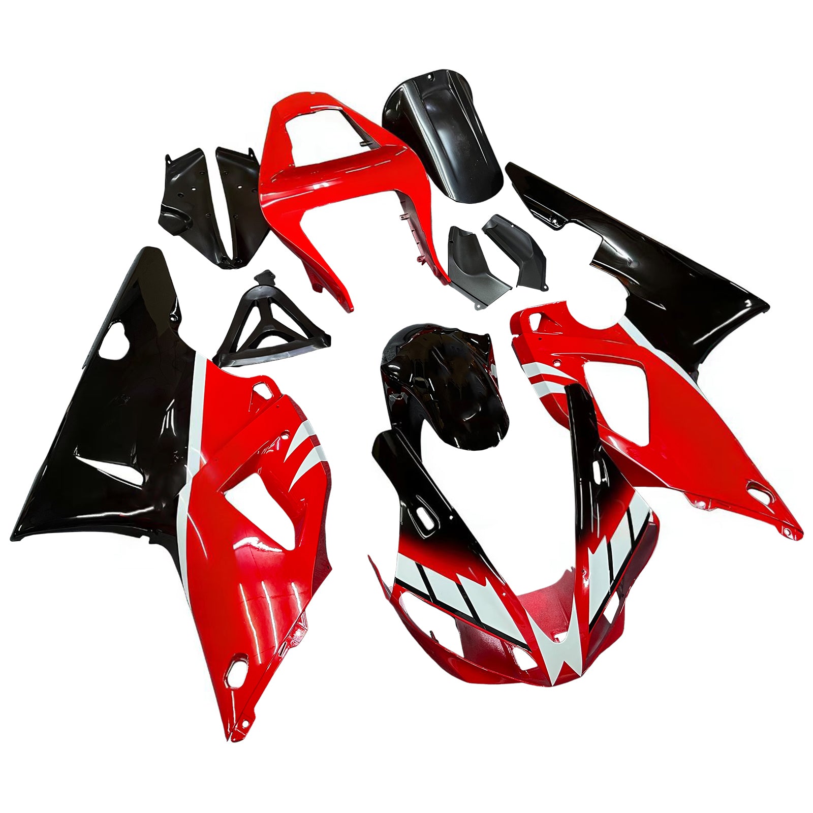 Amotopart 2000-2001 YZF 1000 R1 Yamaha Red & Black Style 1 Fairing Kit