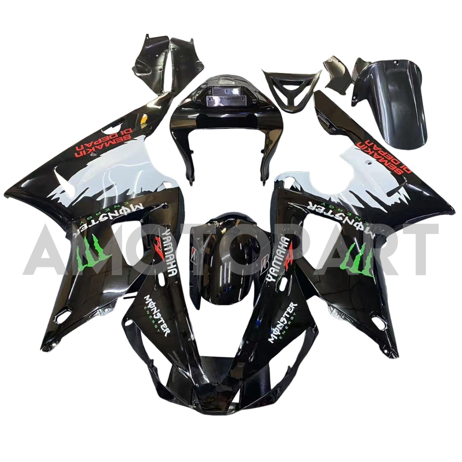 Amotopart 2000-2001 Yamaha YZF 1000 R1 White Black Fairing Kit