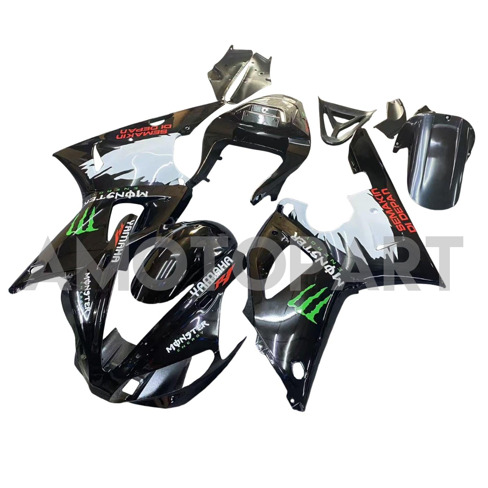 Amotopart 2000-2001 Yamaha YZF 1000 R1 White Black Fairing Kit