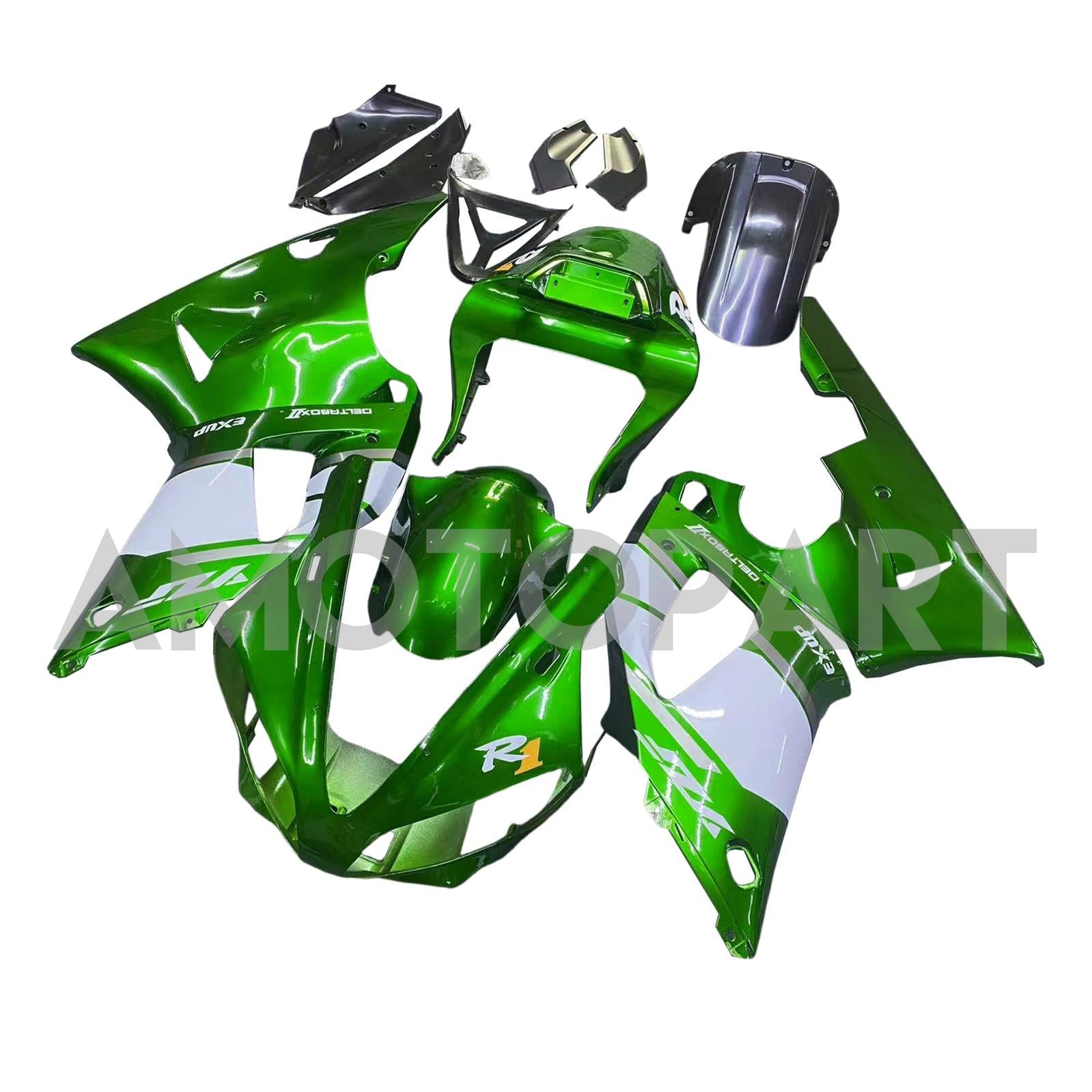 Amotopart 2000-2001 Yamaha YZF 1000 R1 Green White Fairing Kit
