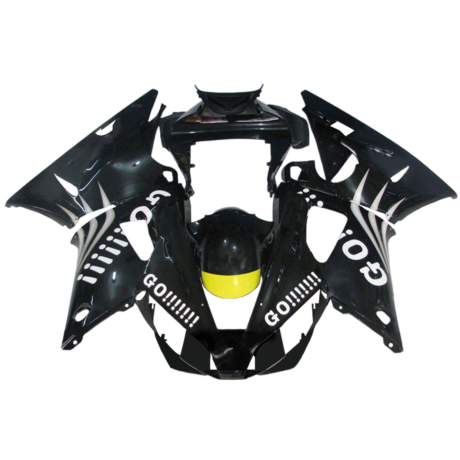 Amotopart 2000-2001 Yamaha YZF 1000 R1 Black White Fairing Kit