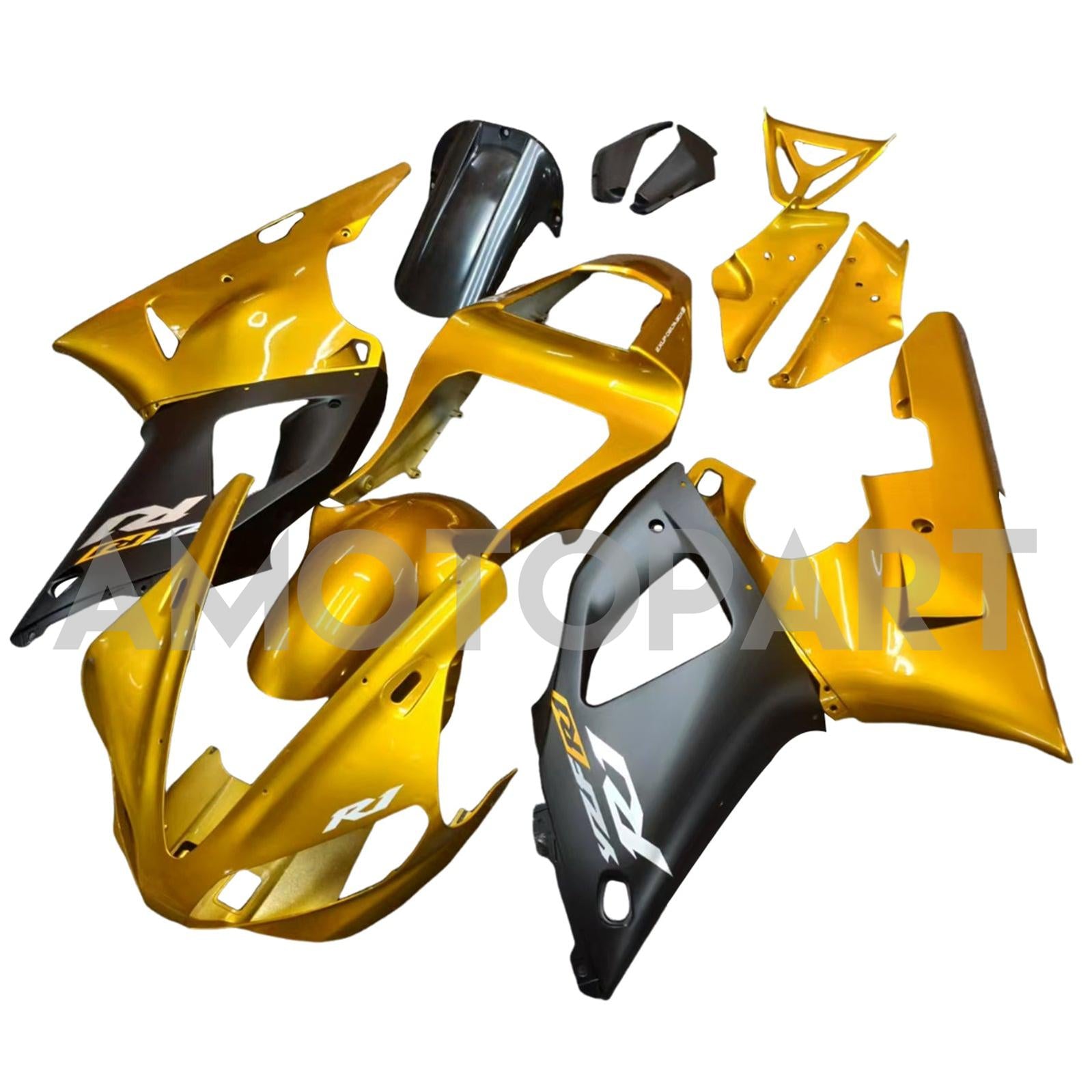 Amotopart 2000-2001 Yamaha YZF 1000 R1 Black Gold Fairing Kit