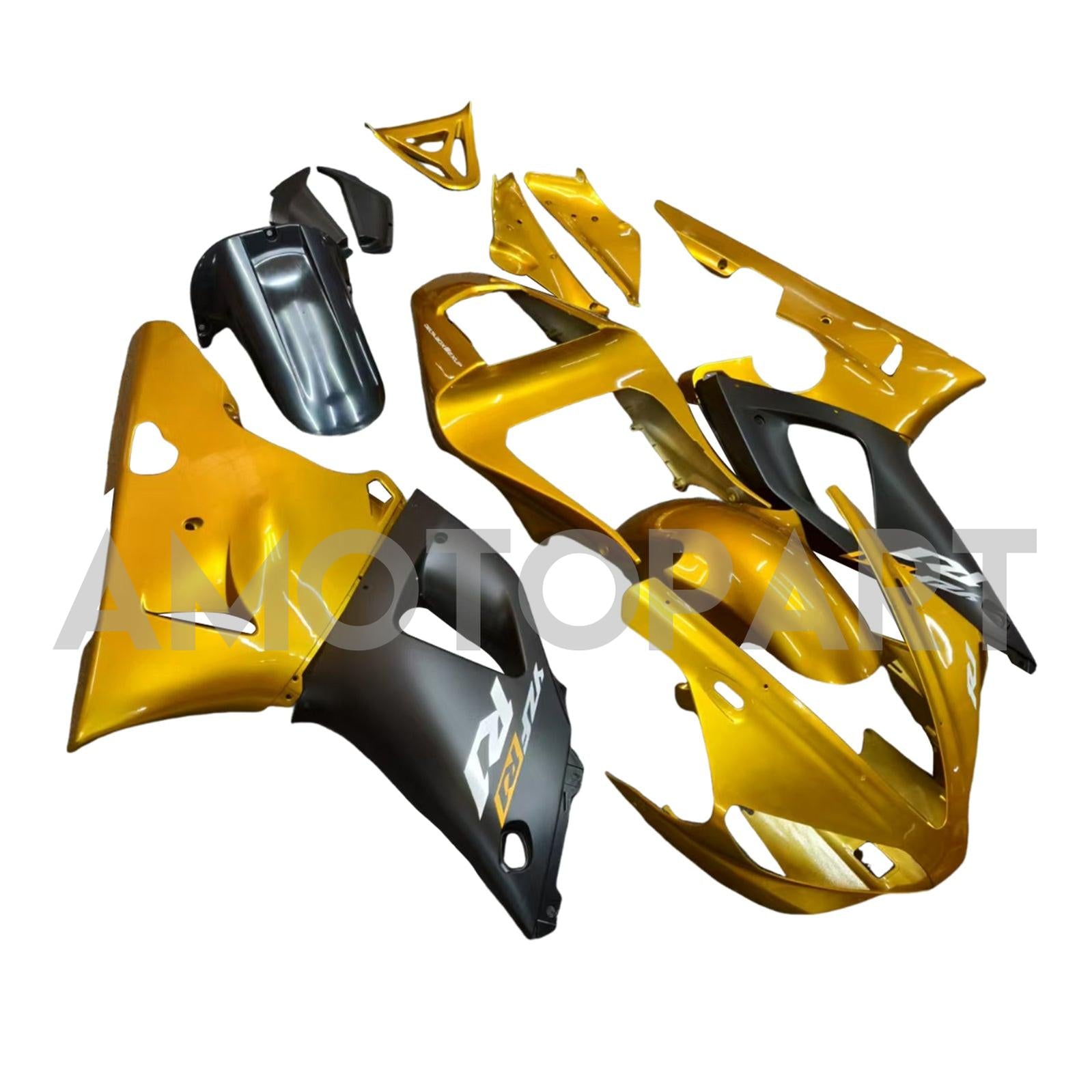 Amotopart 2000-2001 Yamaha YZF 1000 R1 Black Gold Fairing Kit