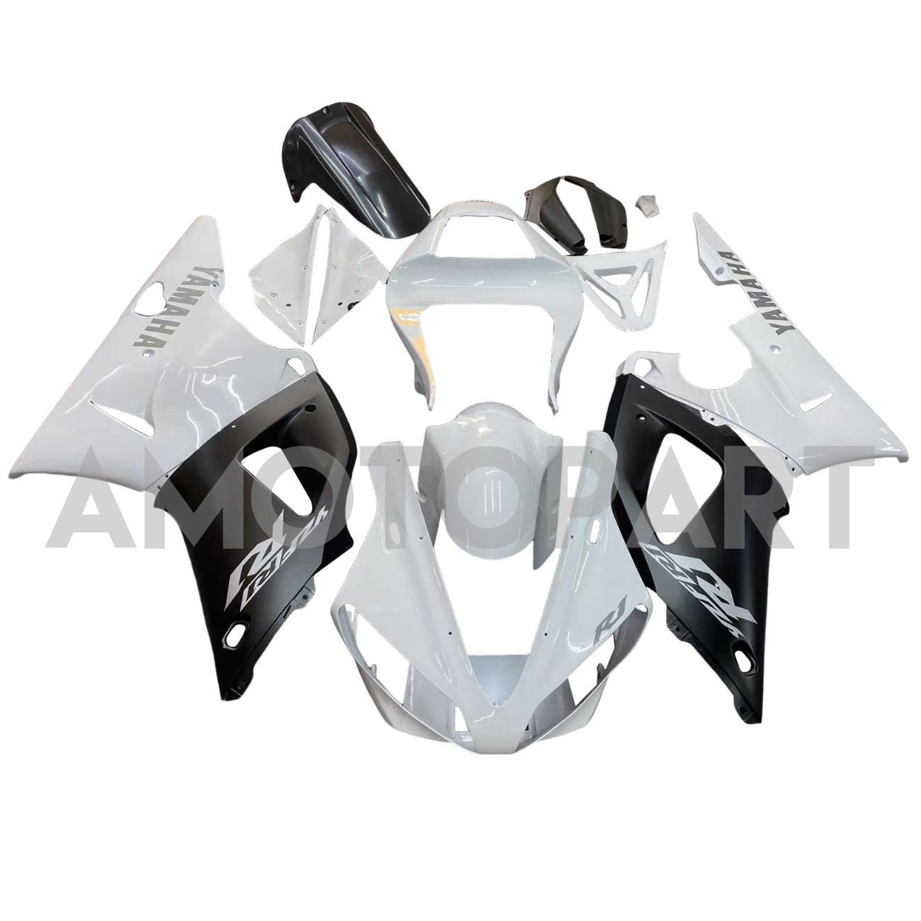 Amotopart 2000-2001 Yamaha YZF 1000 R1 Glossy Black White Fairing Kit