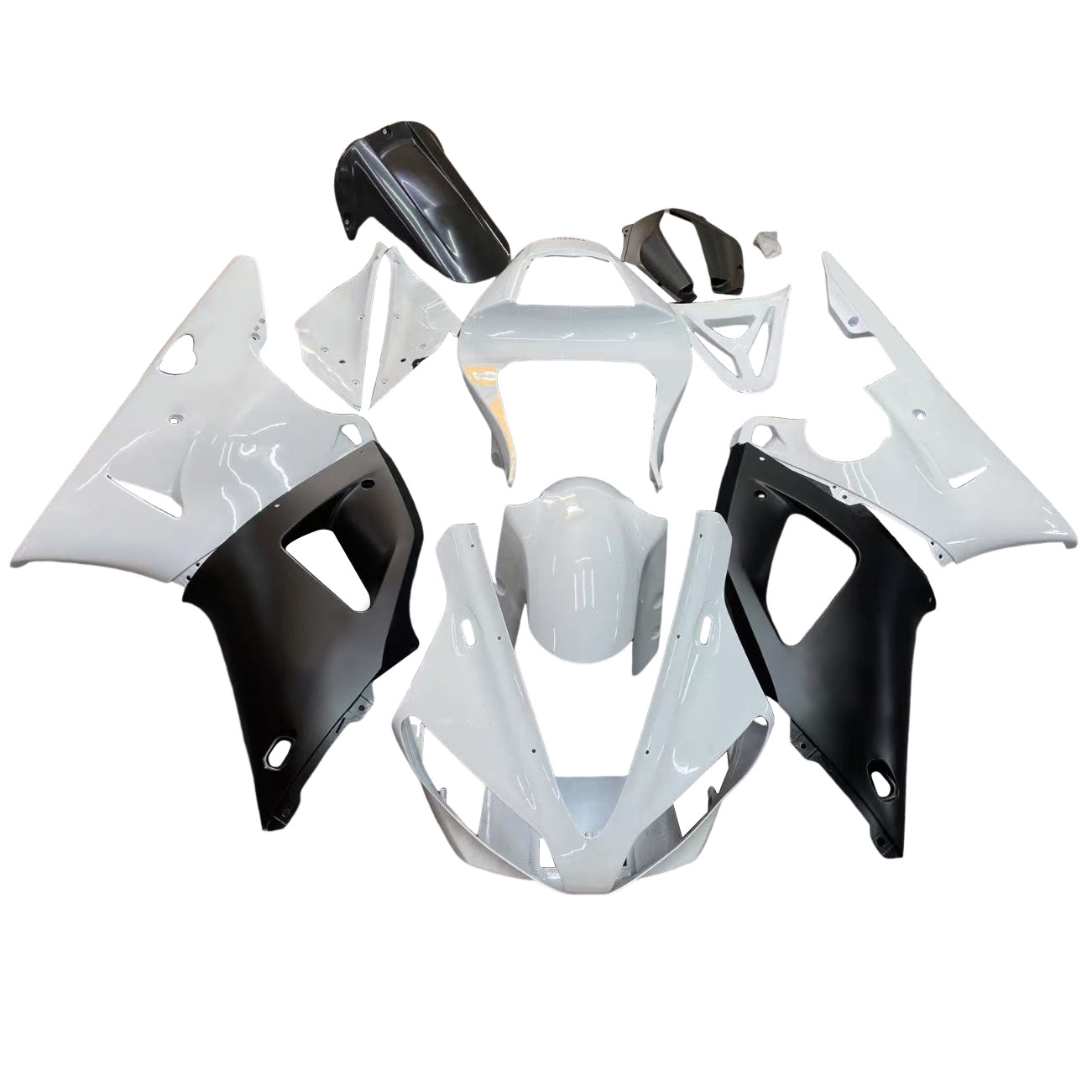 Amotopart 2000-2001 Yamaha YZF 1000 R1 Glossy Black White Fairing Kit