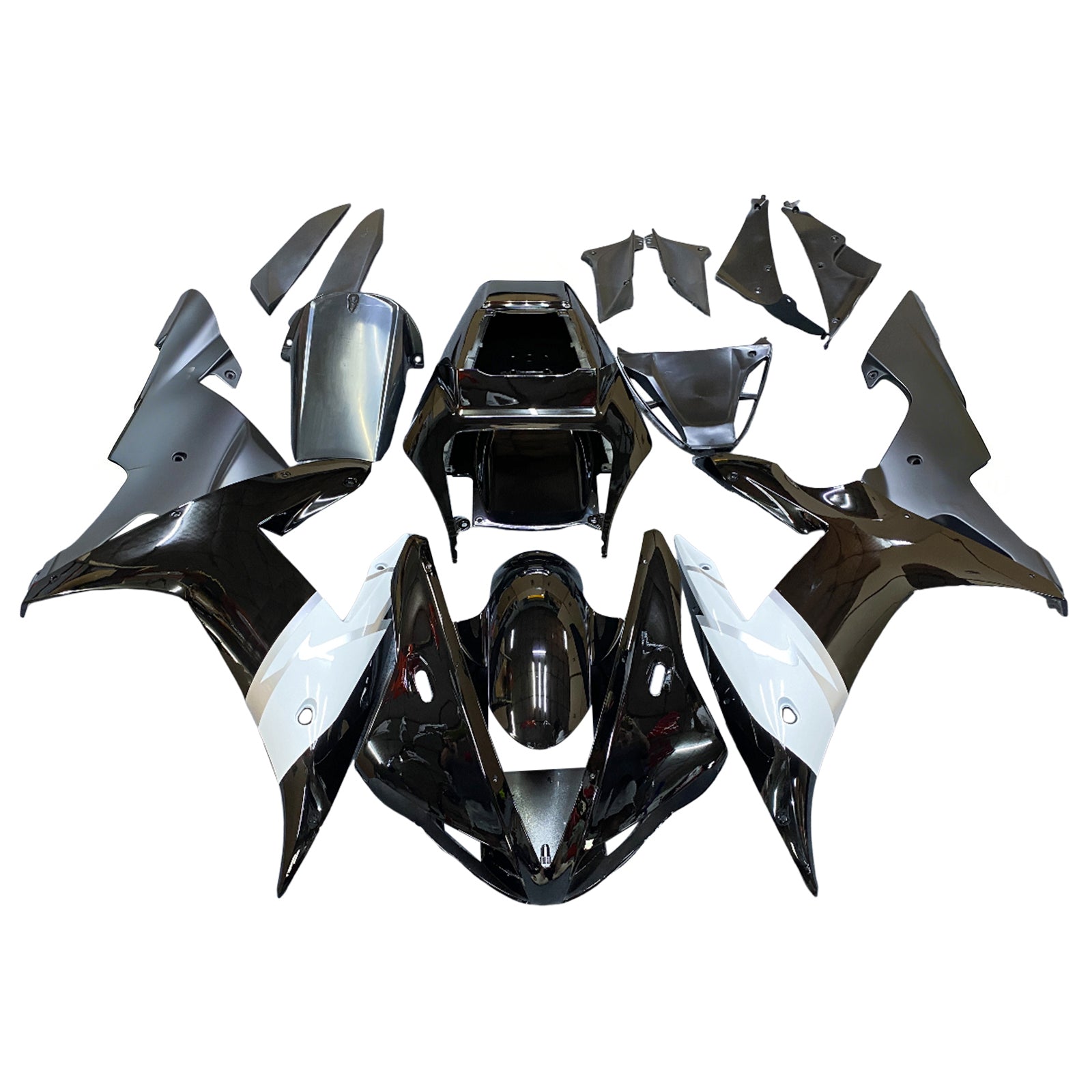 Amotopart 2002-2003 Yamaha YZF 1000 R1 Black&White Fairing Kit