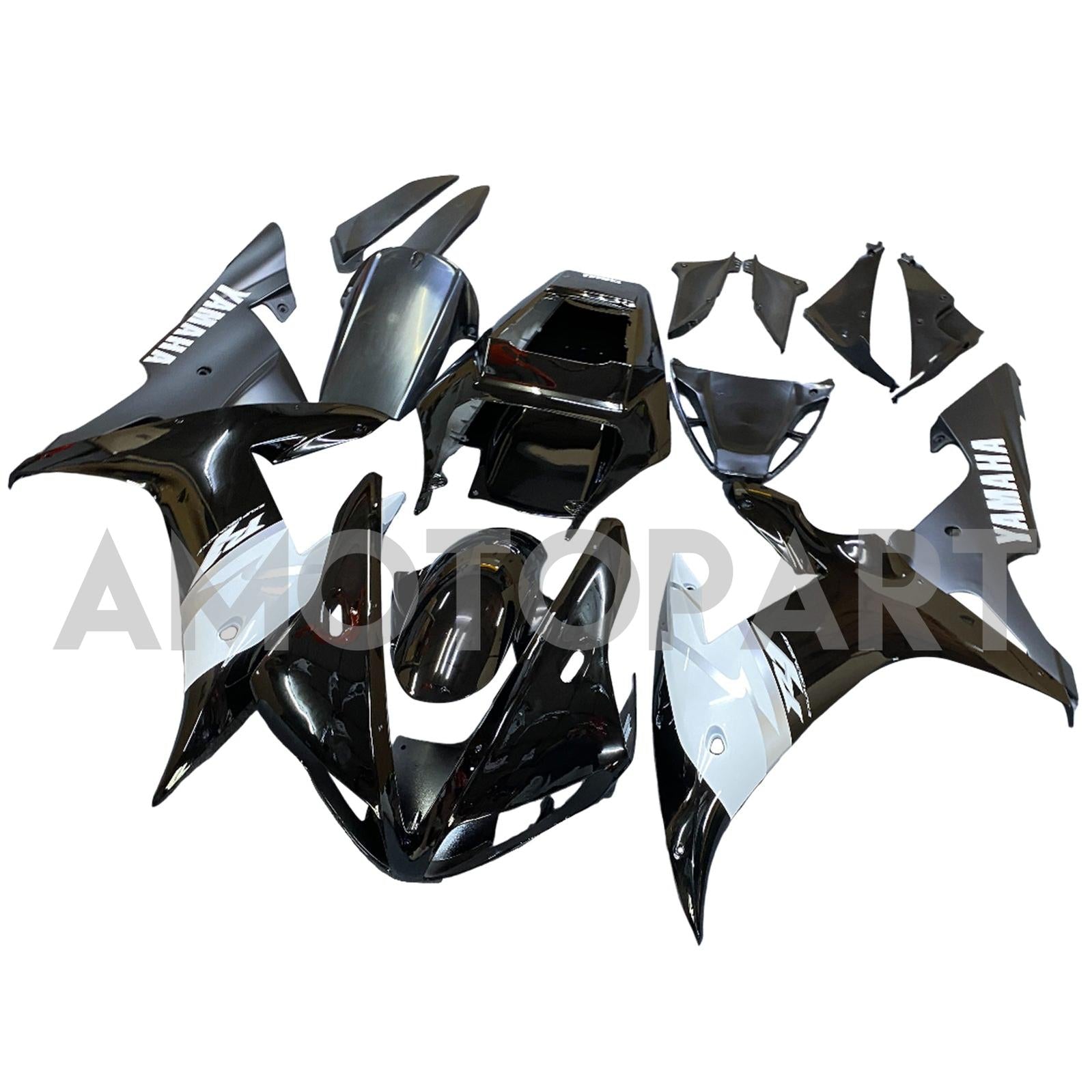 Amotopart 2002-2003 Yamaha YZF 1000 R1 Black&White Fairing Kit