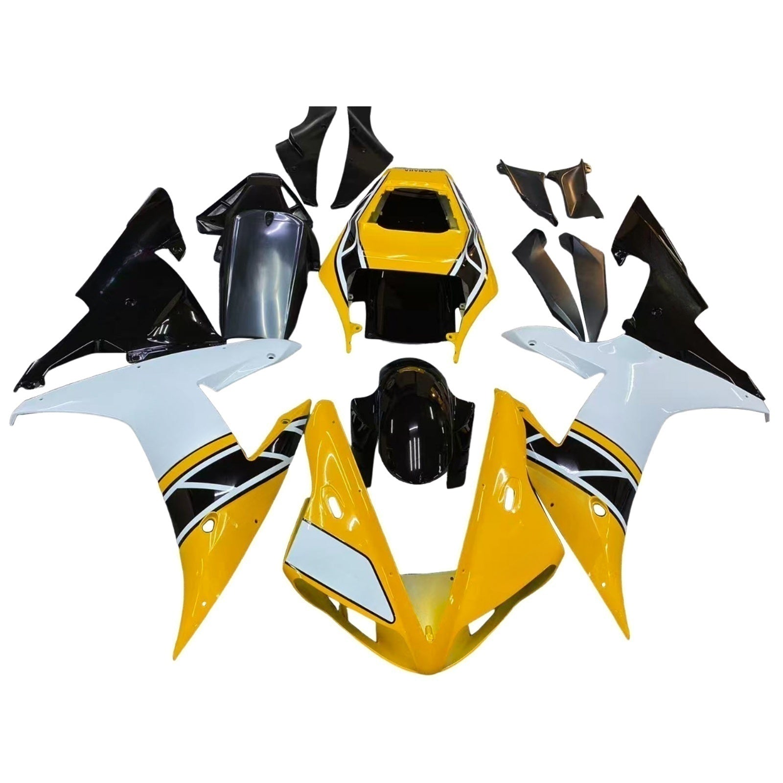 AMOTOPART 2002-2003 YAMAHA YZF 1000 R1 Yellow & White Fairing Kit
