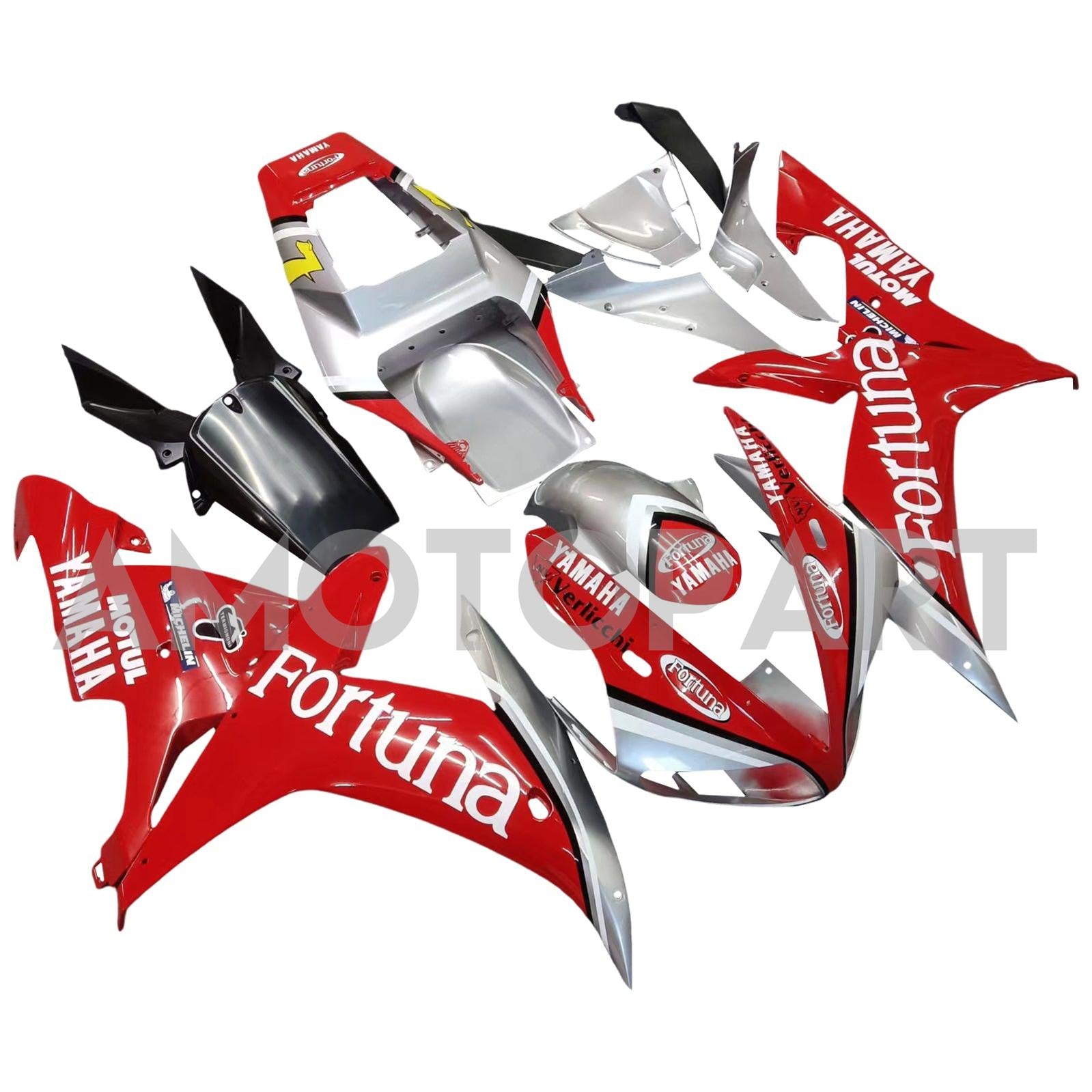 Amotopart 2002-2003 Yamaha YZF 1000 R1 Red & Silver Fairing Kit