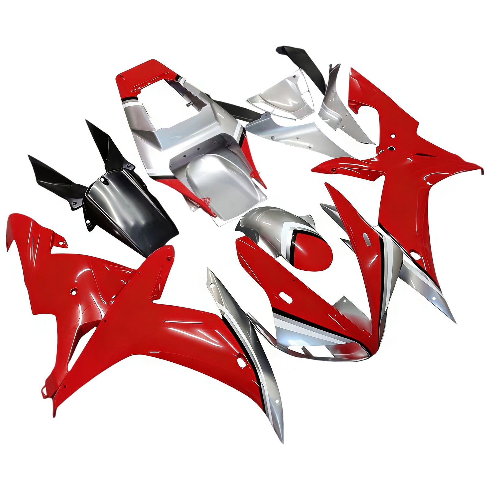Amotopart 2002-2003 Yamaha YZF 1000 R1 Rouge&Kit de carénage argenté