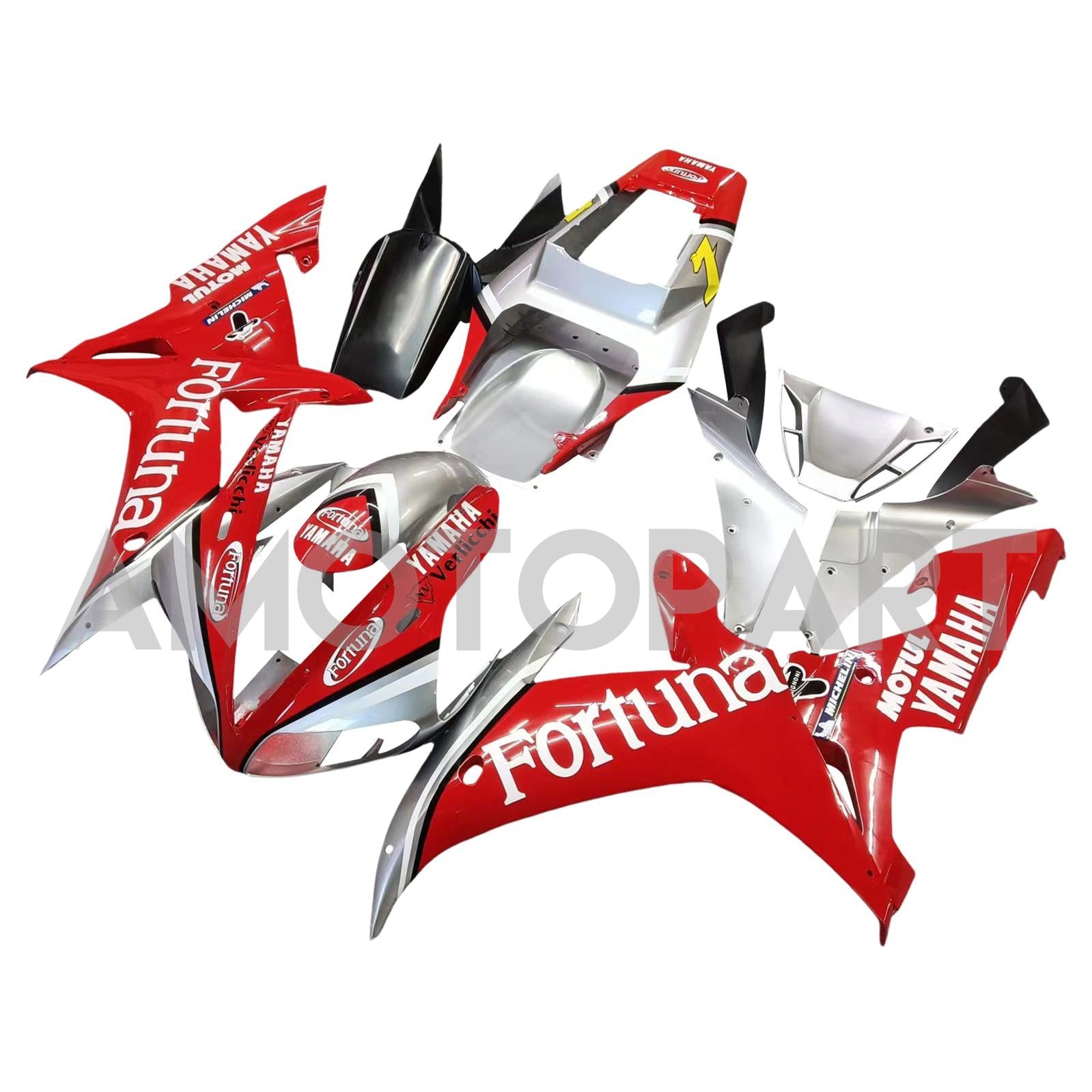 Amotopart 2002-2003 Yamaha YZF 1000 R1 Red & Silver Fairing Kit