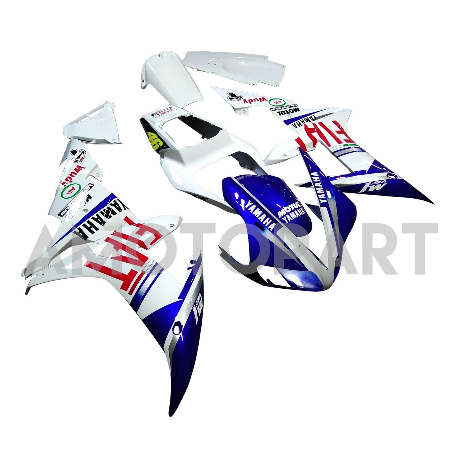Amotopart 2002-2003 Yamaha YZF 1000 R1 Blue & White Style 1 Kit de carenagem