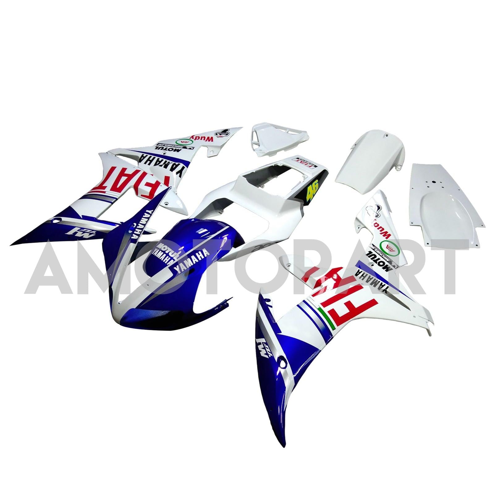 Amotopart 2002-2003 Yamaha YZF 1000 R1 Blue & White Style 1 Kit de carenagem