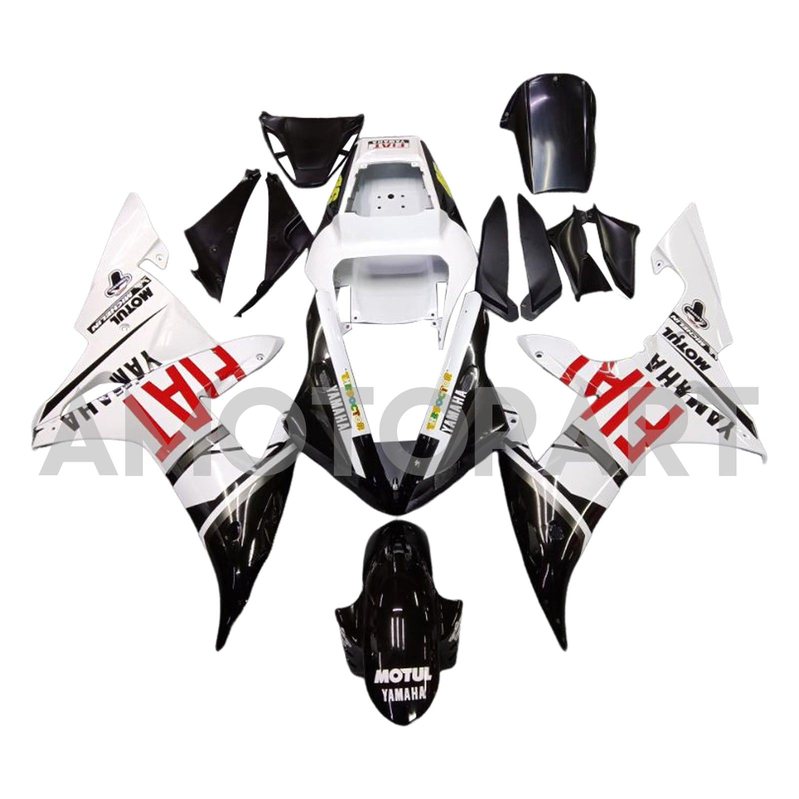Amotopart Yamaha 2002-2003 YZF 1000 R1 WHITE BLACK LOGO FAIRION KIT