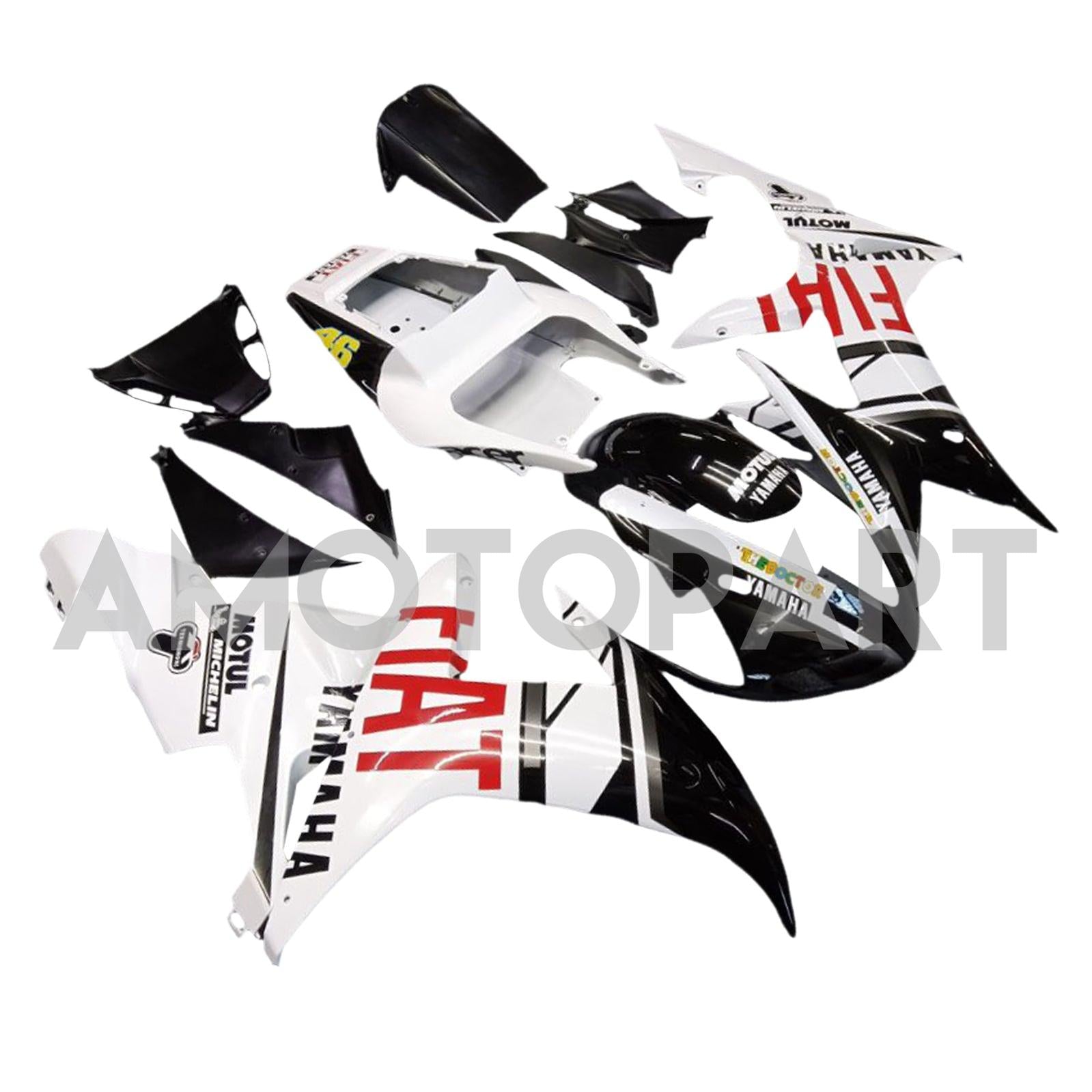 Amotopart Yamaha 2002-2003 YZF 1000 R1 WHITE BLACK LOGO FAIRION KIT