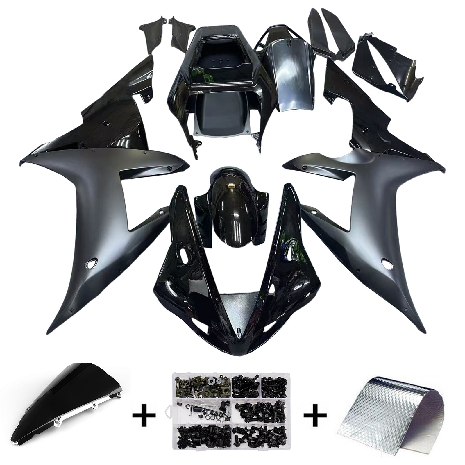 Amotopart 2002-2003 Yamaha R1 Fairing Matt Black Kit