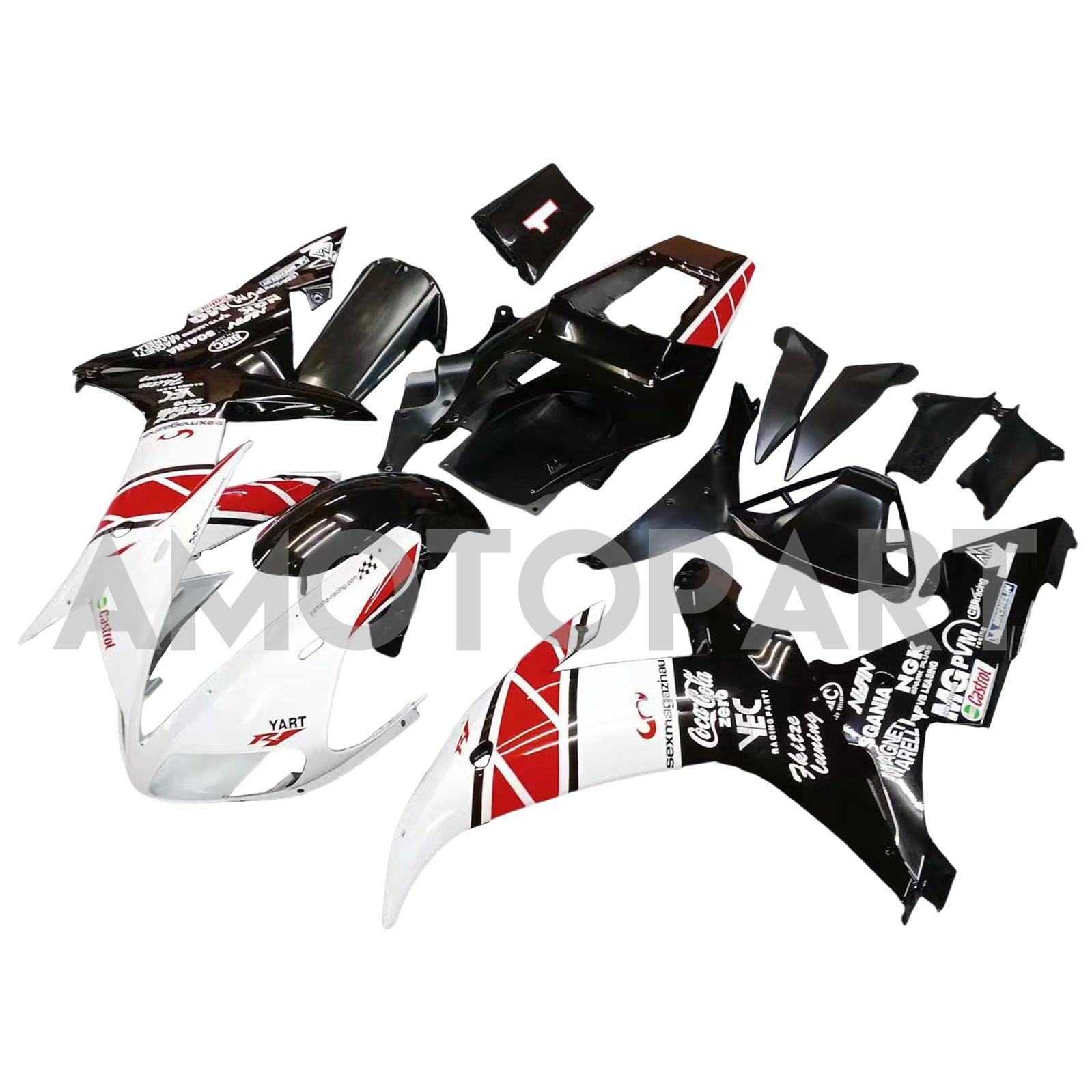 Amotopart 2002-2003 Yamaha YZF-R1 Red&White Style2 Fairing Kit