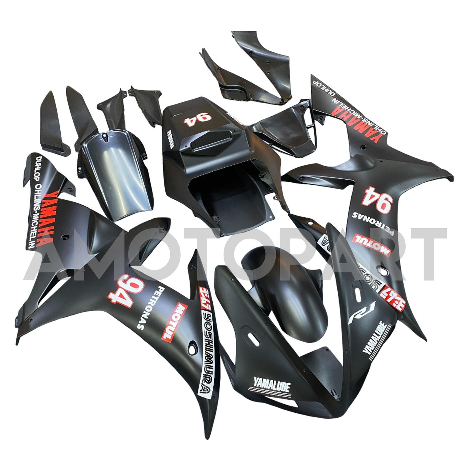 Amotopart 2002-2003 Yamaha YZF-R1 Black with Logo Fairing Kit
