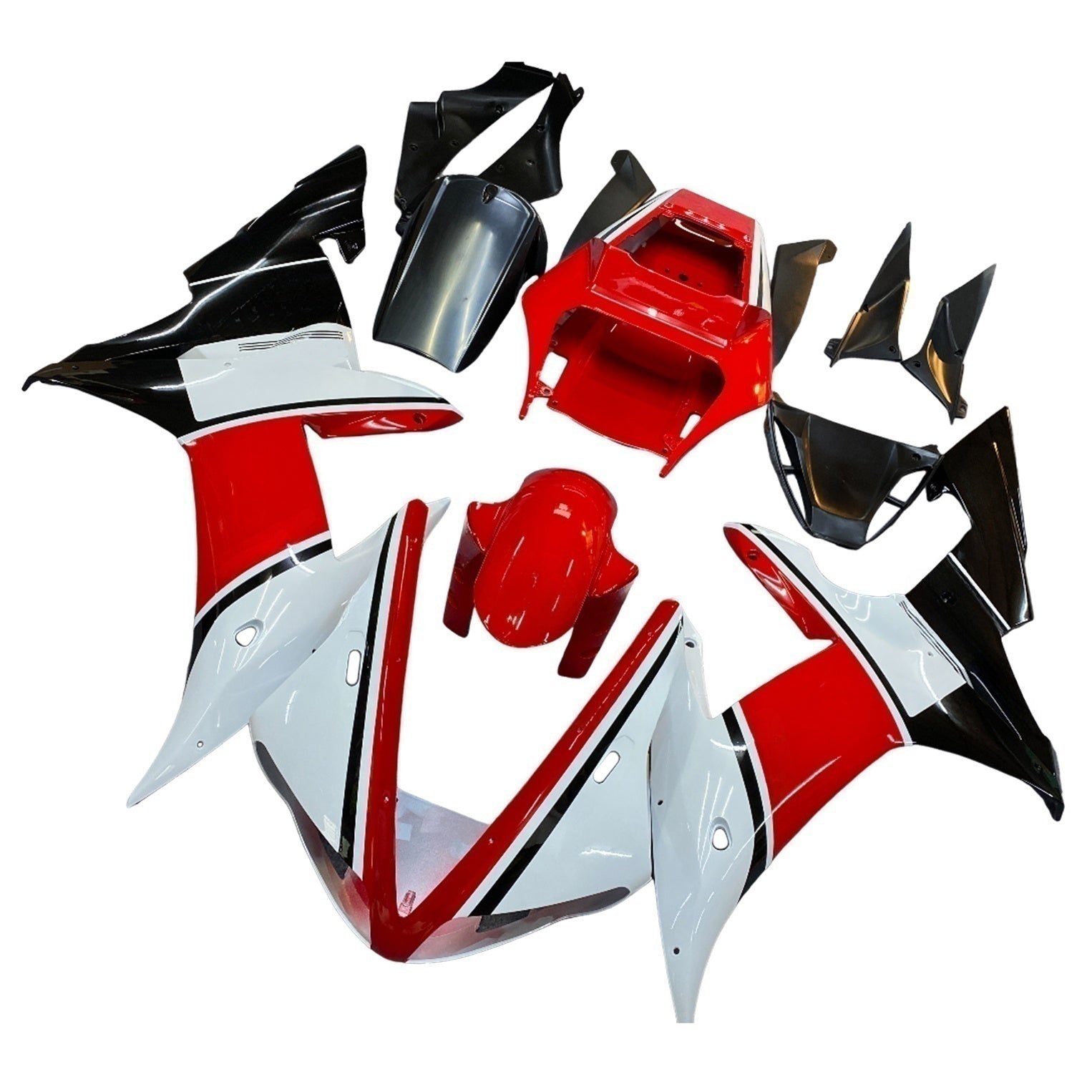 Amotopart 2002-2003 YZF-R1 Yamaha Kit carena Style4 nero e rosso