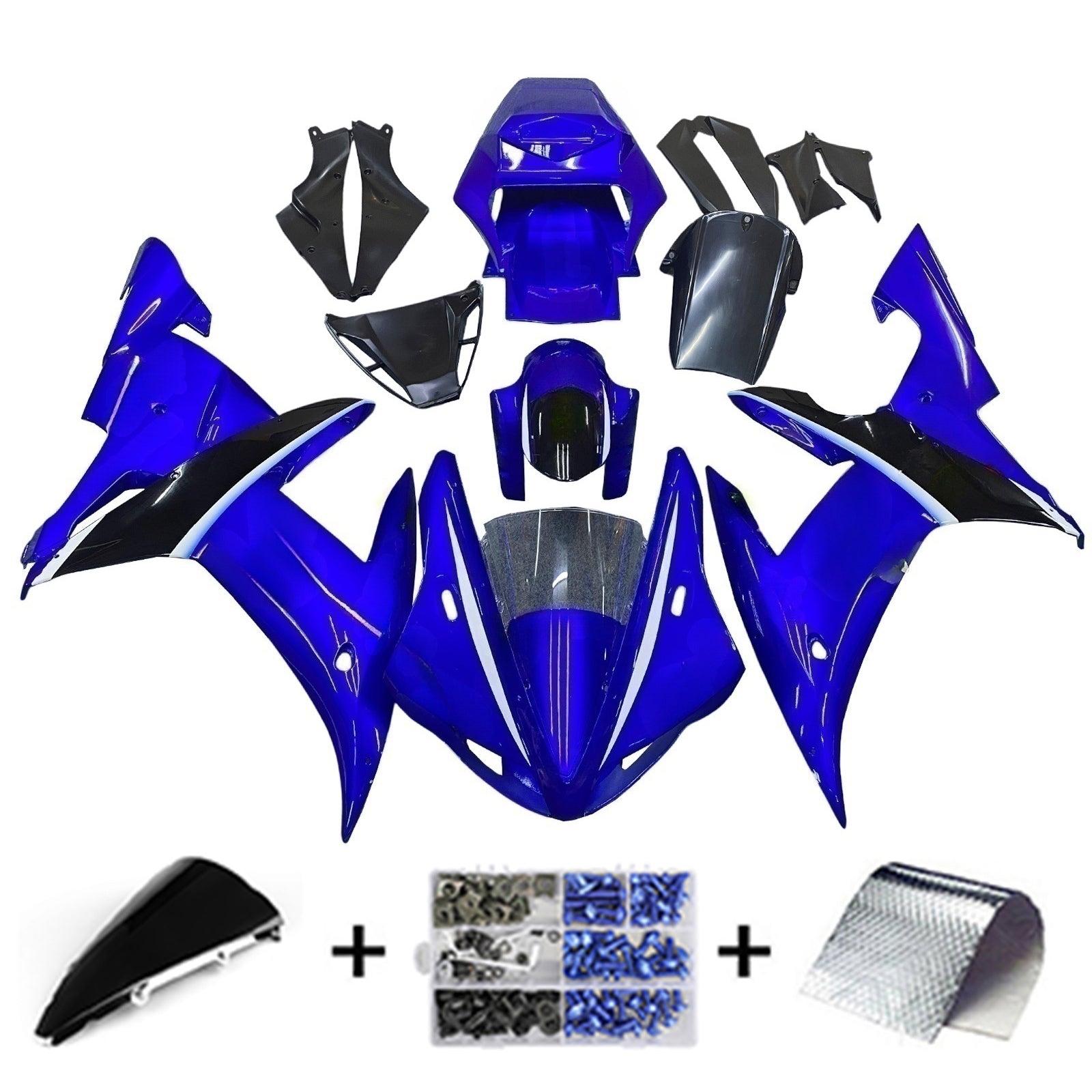 Amotopart 2002-2003 YZF-R1 ヤマハ ブルー&イエロー Style2 フェアリングキット