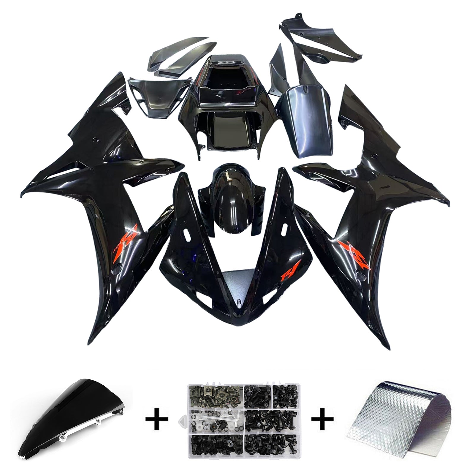 Amotopart 2002-2003 YZF-R1 Yamaha Gloss Black Sada kapotáže