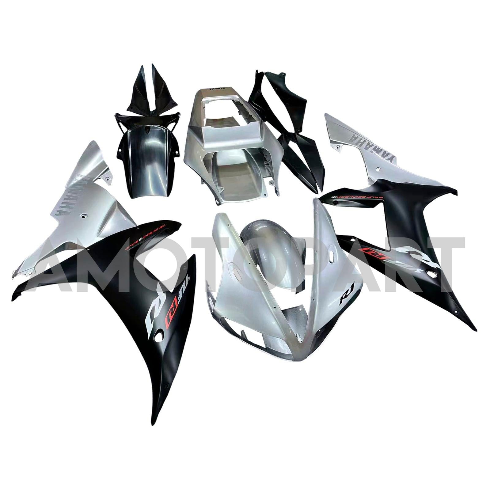Amotopart 2002-2003 YZF-R1 Yamaha Kit carena nero e argento