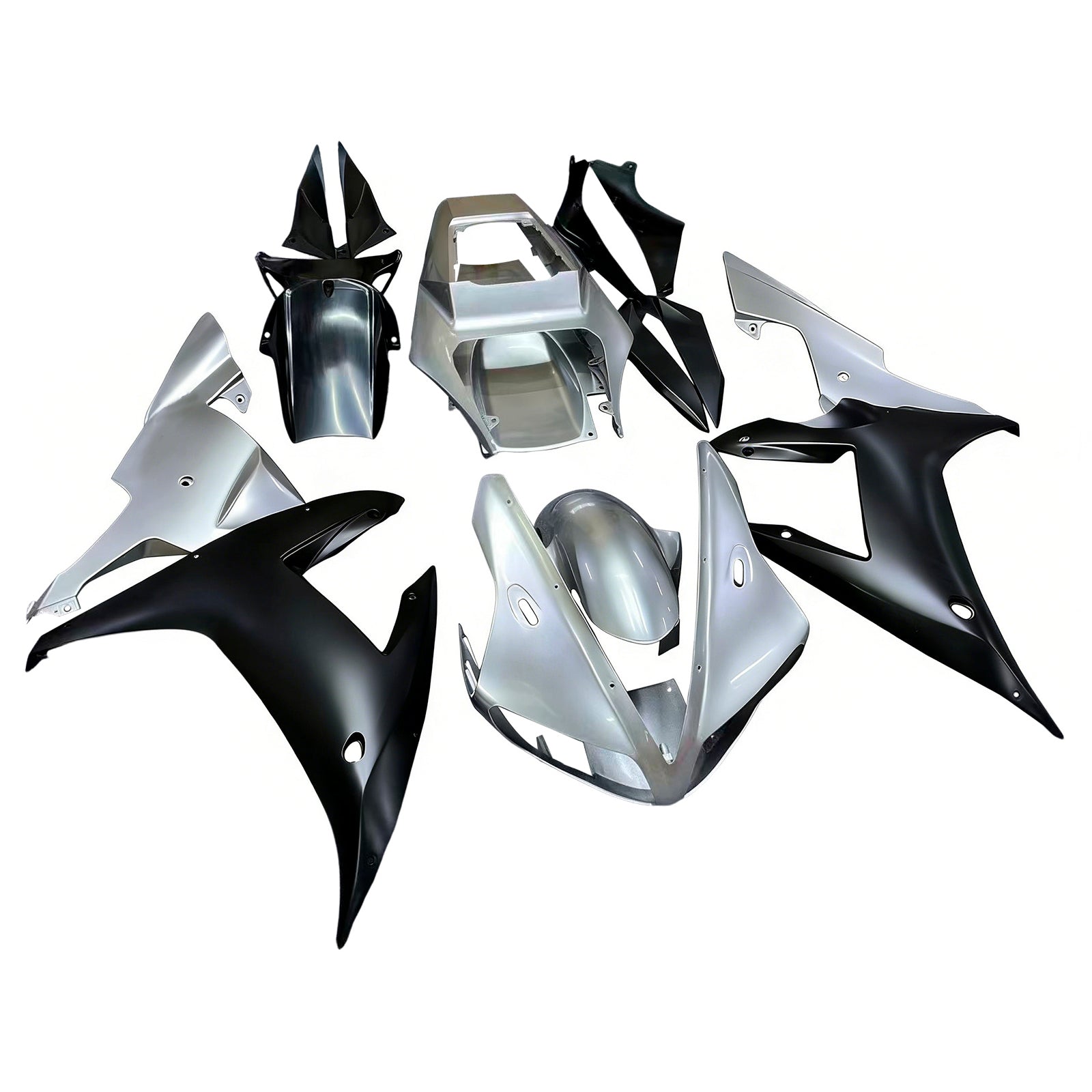 Amotopart 2002-2003 YZF-R1 Yamaha Black & Silver Fairing Kit