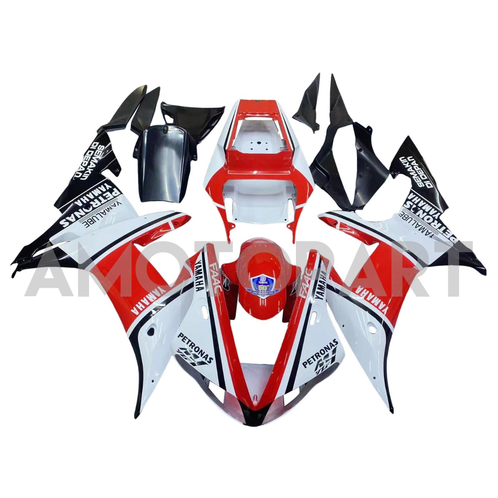 Amotopart Yamaha 2002-2003 YZF 1000 R1 White Red Fairing Kit