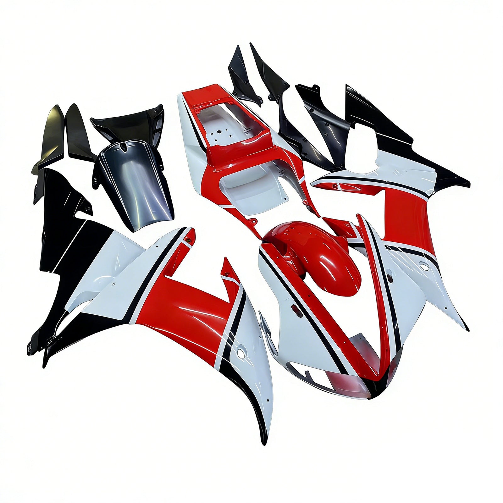 Amotopart Yamaha 2002-2003 YZF 1000 R1 White Red Fairing Kit