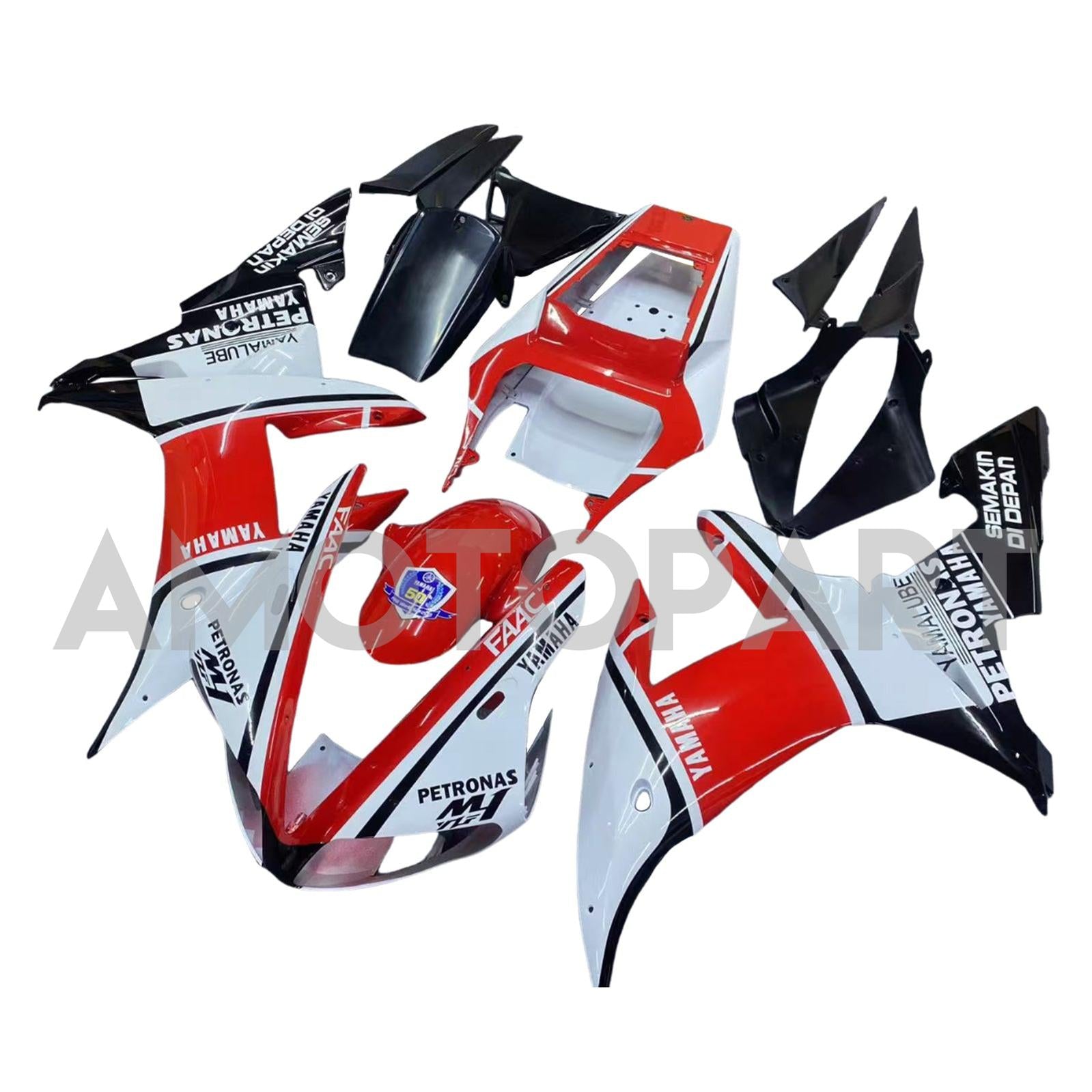 Amotopart Yamaha 2002-2003 YZF 1000 R1 White Red Fairing Kit