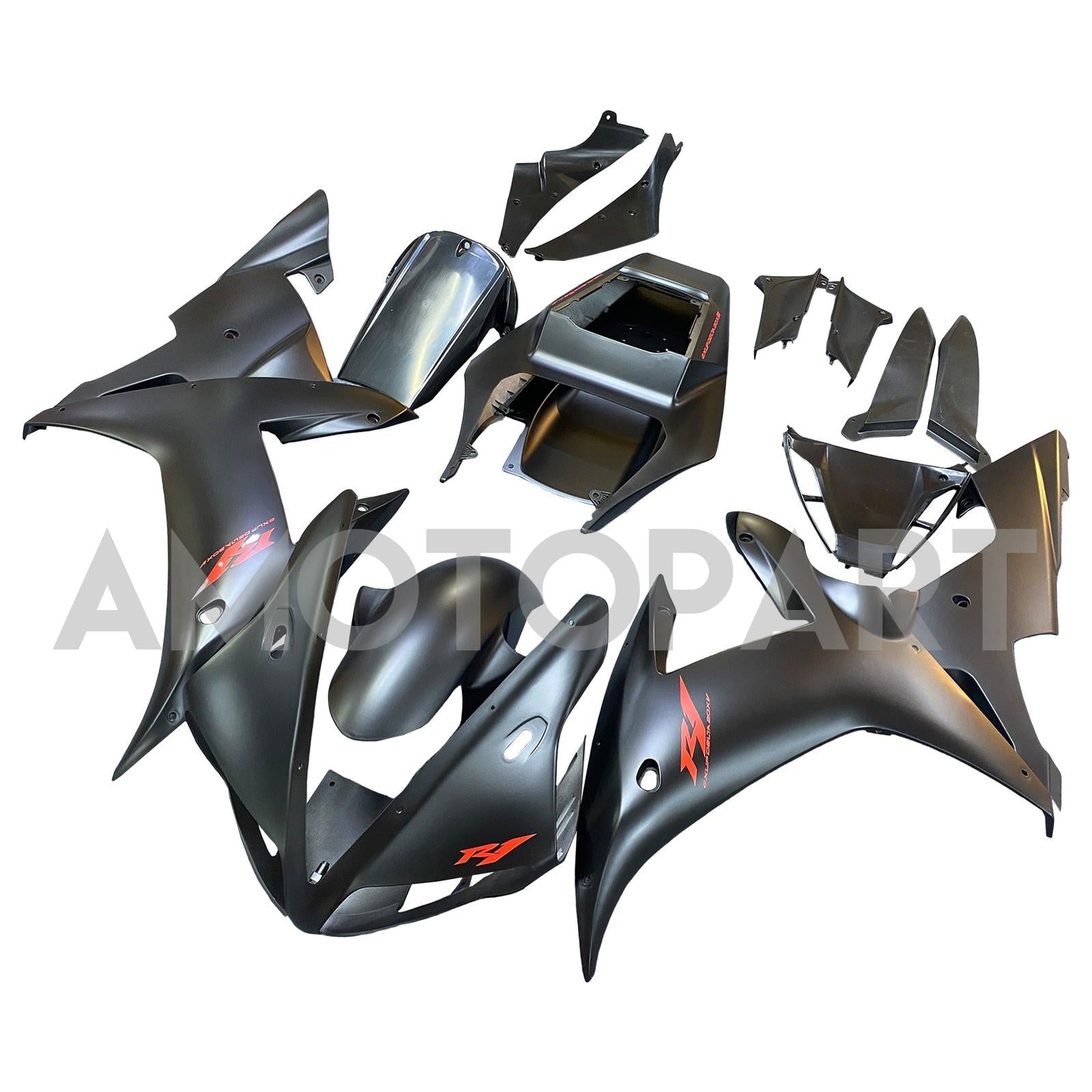Amotopart Yamaha 2002-2003 YZF 1000 R1 Matte Black Fairing Kit