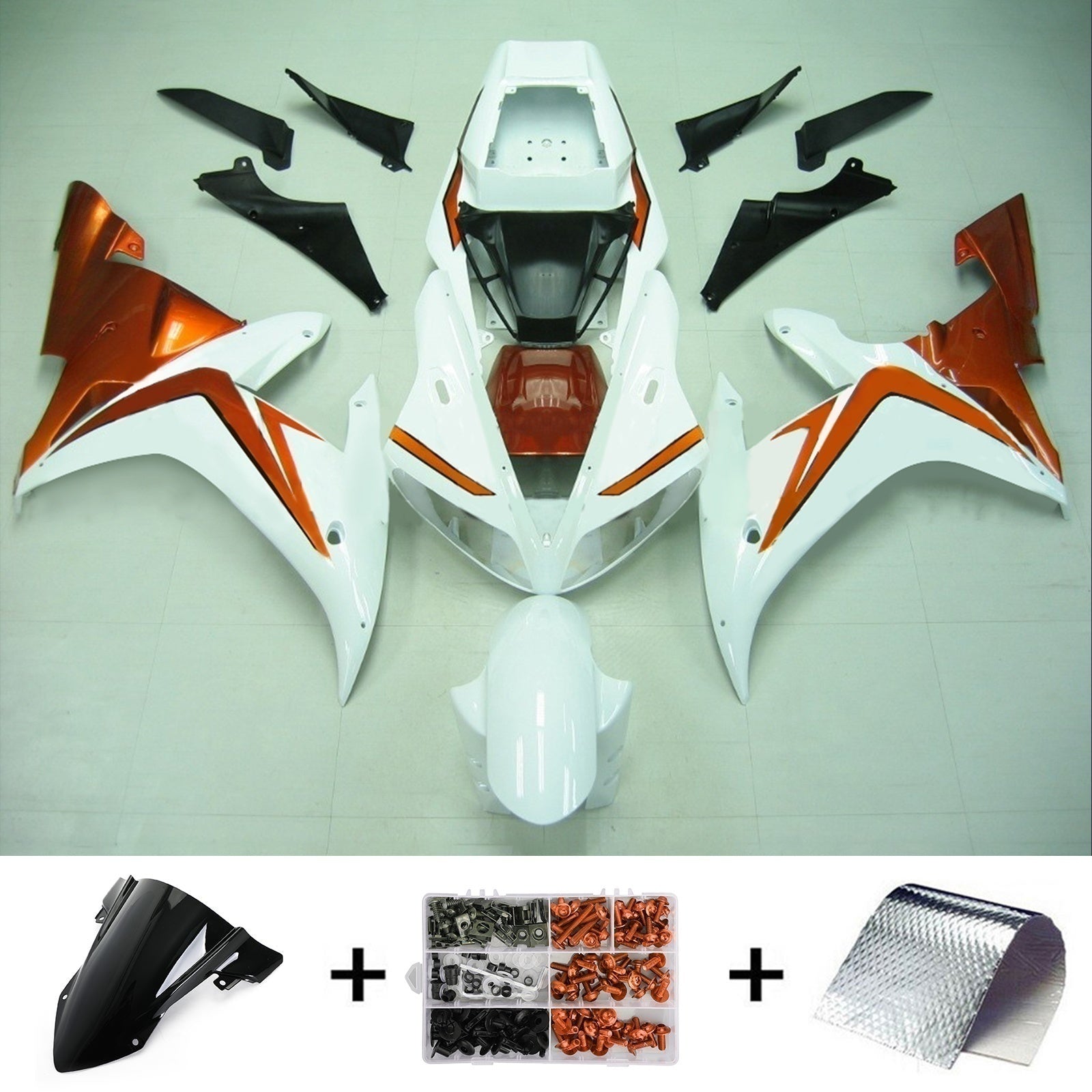Amotopart Yamaha 2002-2003 YZF 1000 R1 Orange White Fairing Kit