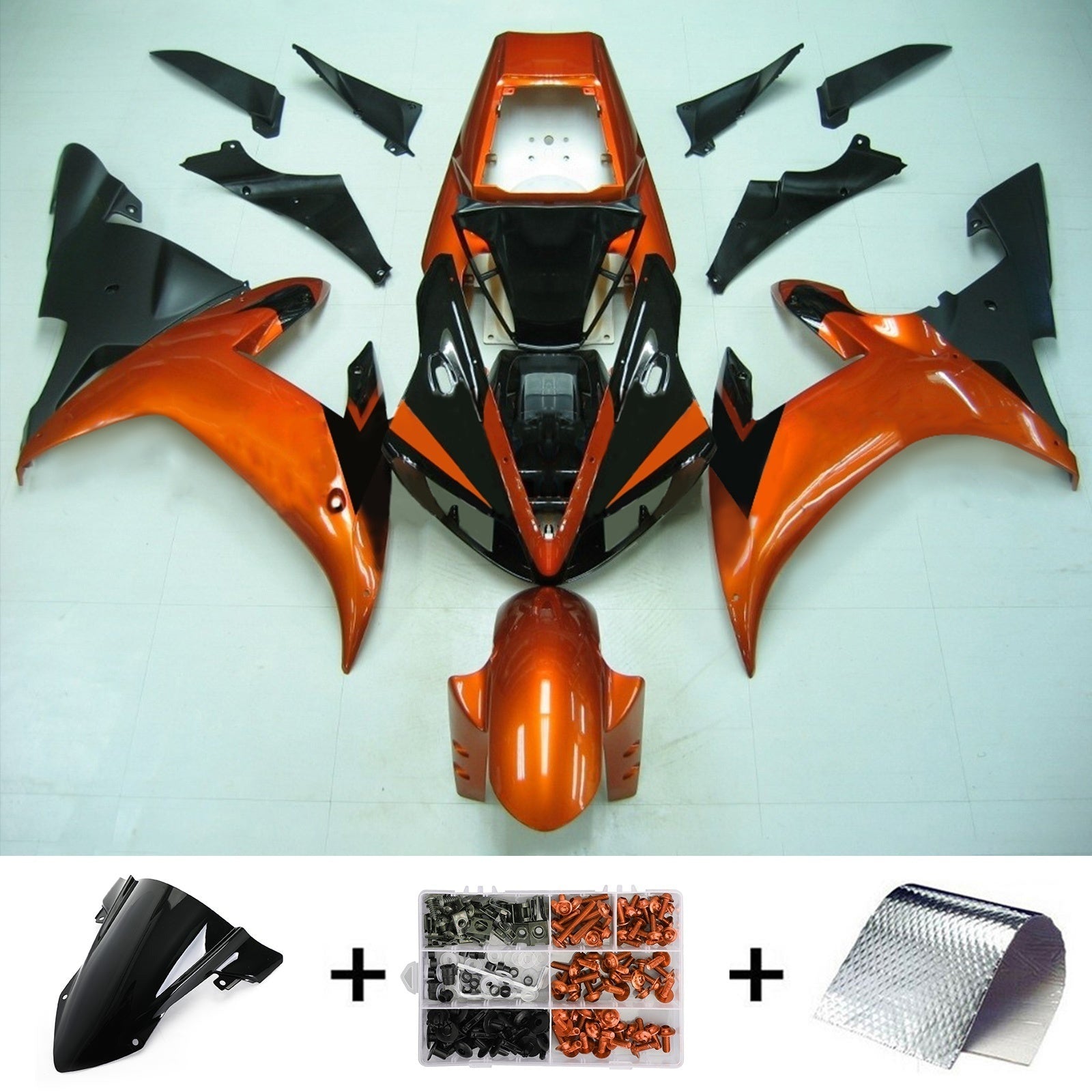 Amotopart Yamaha 2002-2003 YZF 1000 R1 Orange With Black Fairing Kit