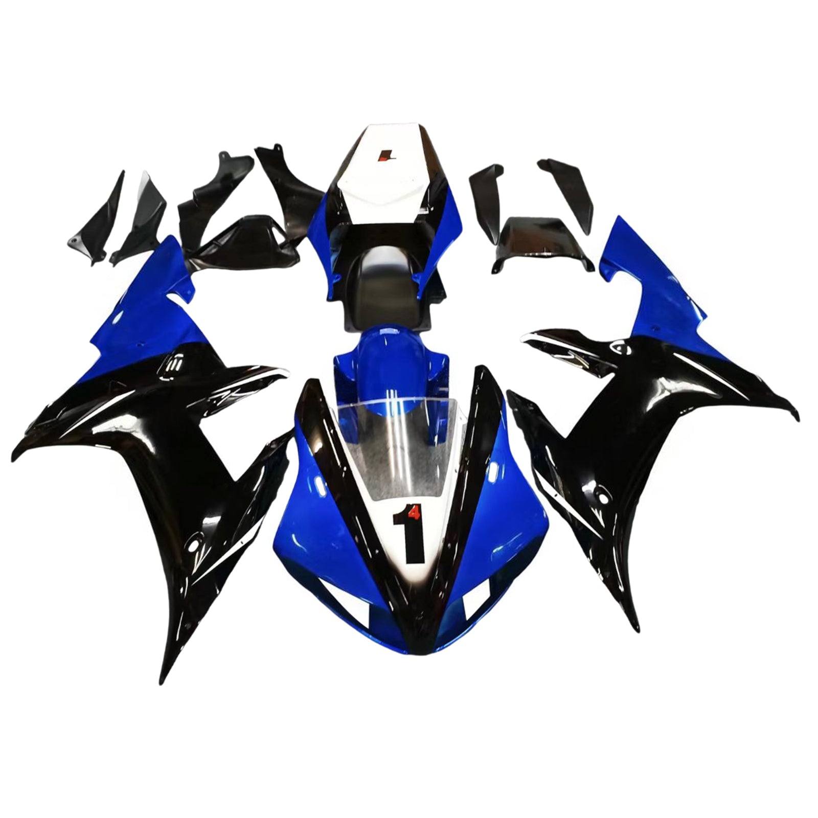 Amotopart 2002-2003 Yamaha YZF R1 Kit de carenagem azul preto
