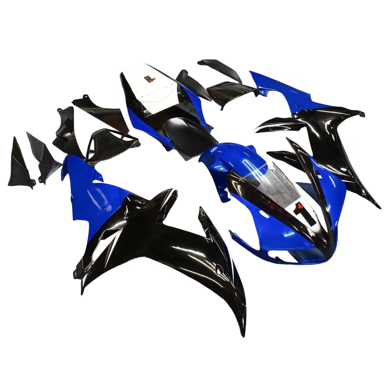 Amotopart 2002-2003 Yamaha YZF R1 Kit de carenagem azul preto