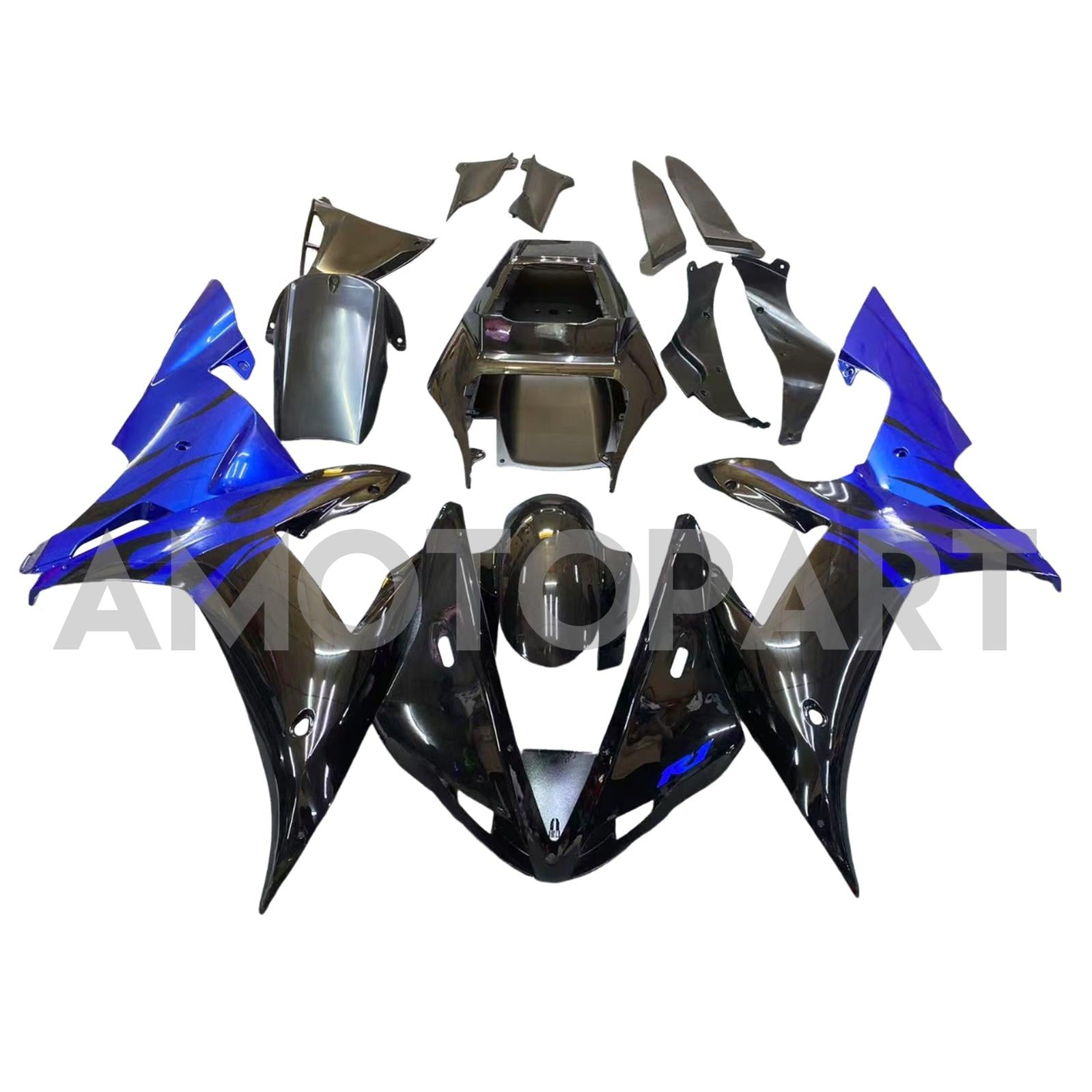 Amotopart 2002-2003 Yamaha YZF R1 Blue Black Fairing Kit