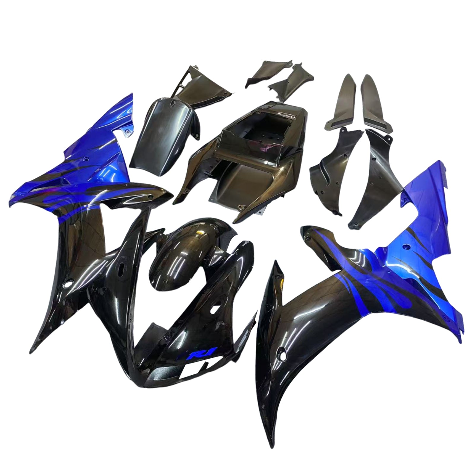 Amotopart 2002-2003 Yamaha YZF R1 Kit de carenagem preta azul