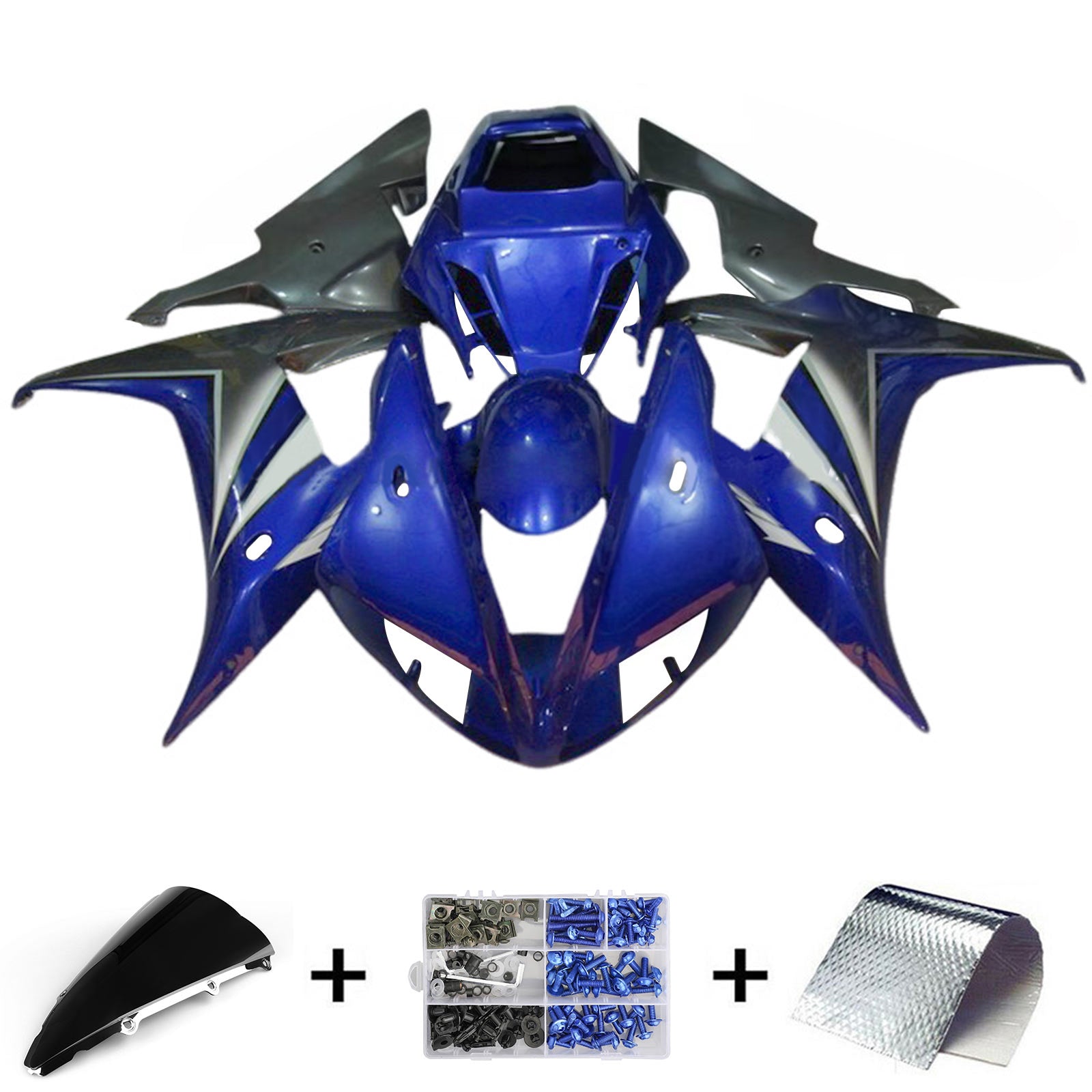Amotopart 2002-2003 Yamaha YZF R1 Blue Grey Fairing Kit