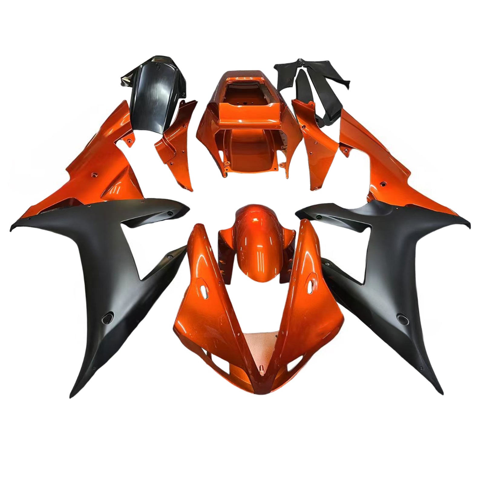 Amotopart 2002-2003 Yamaha YZF R1 Black Orange Fairing Kit