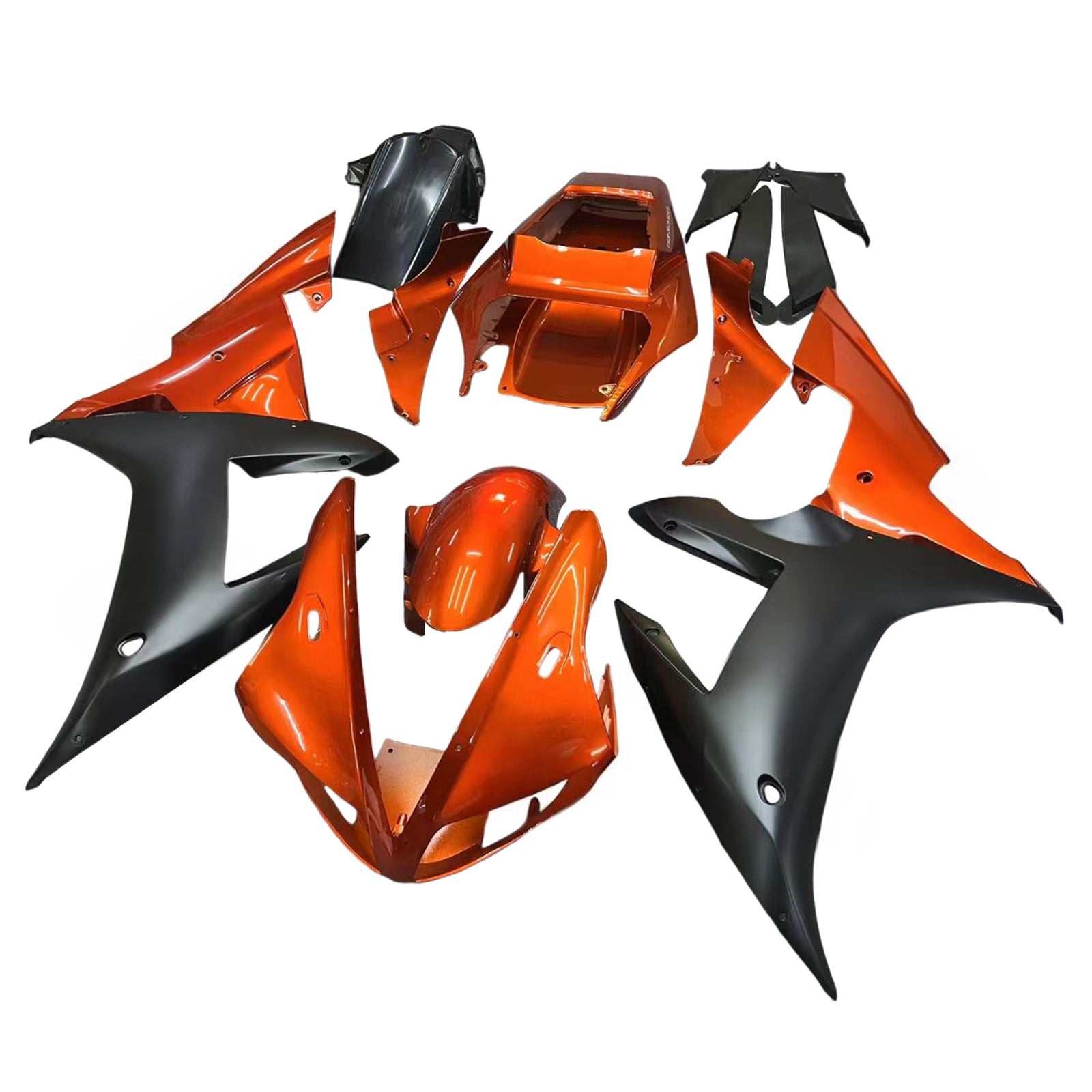 Amotopart 2002-2003 Yamaha YZF R1 Black Orange Fairing Kit