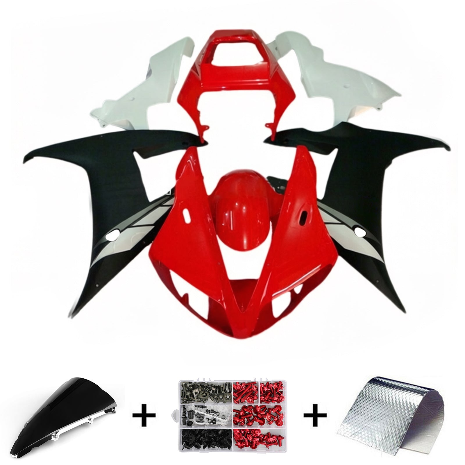 Amotopart 2002-2003 Yamaha YZF R1 Black Red White Fairing Kit