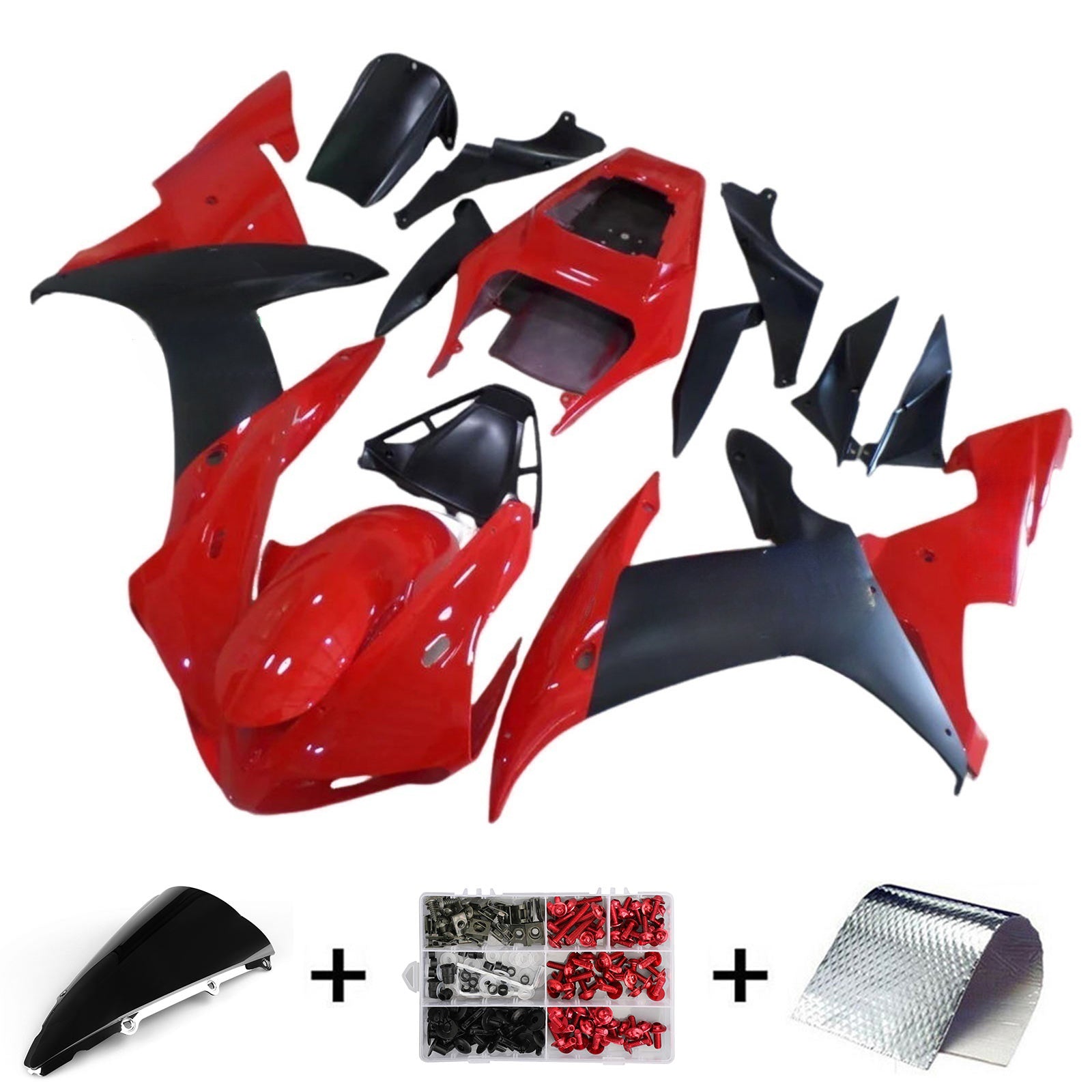 Amotopart 2002-2003 Yamaha YZF R1 Black Red Fairing Kit