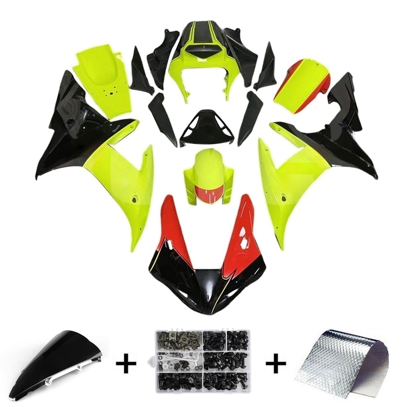 AMOTOPART 2002-2003 YAMAHA YZF R1 Zwart rood lichtgroen Geel kuipkit