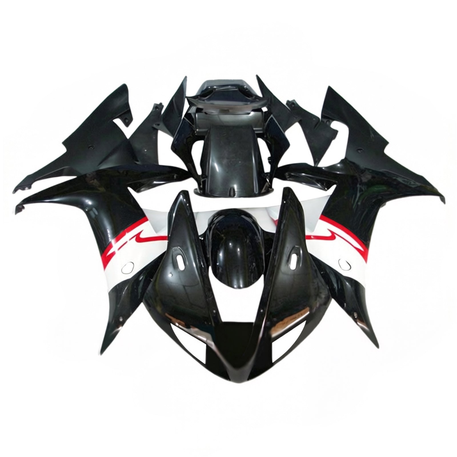 Amotopart 2002–2003 Yamaha YZF R1 Weiß Schwarz Verkleidungsset