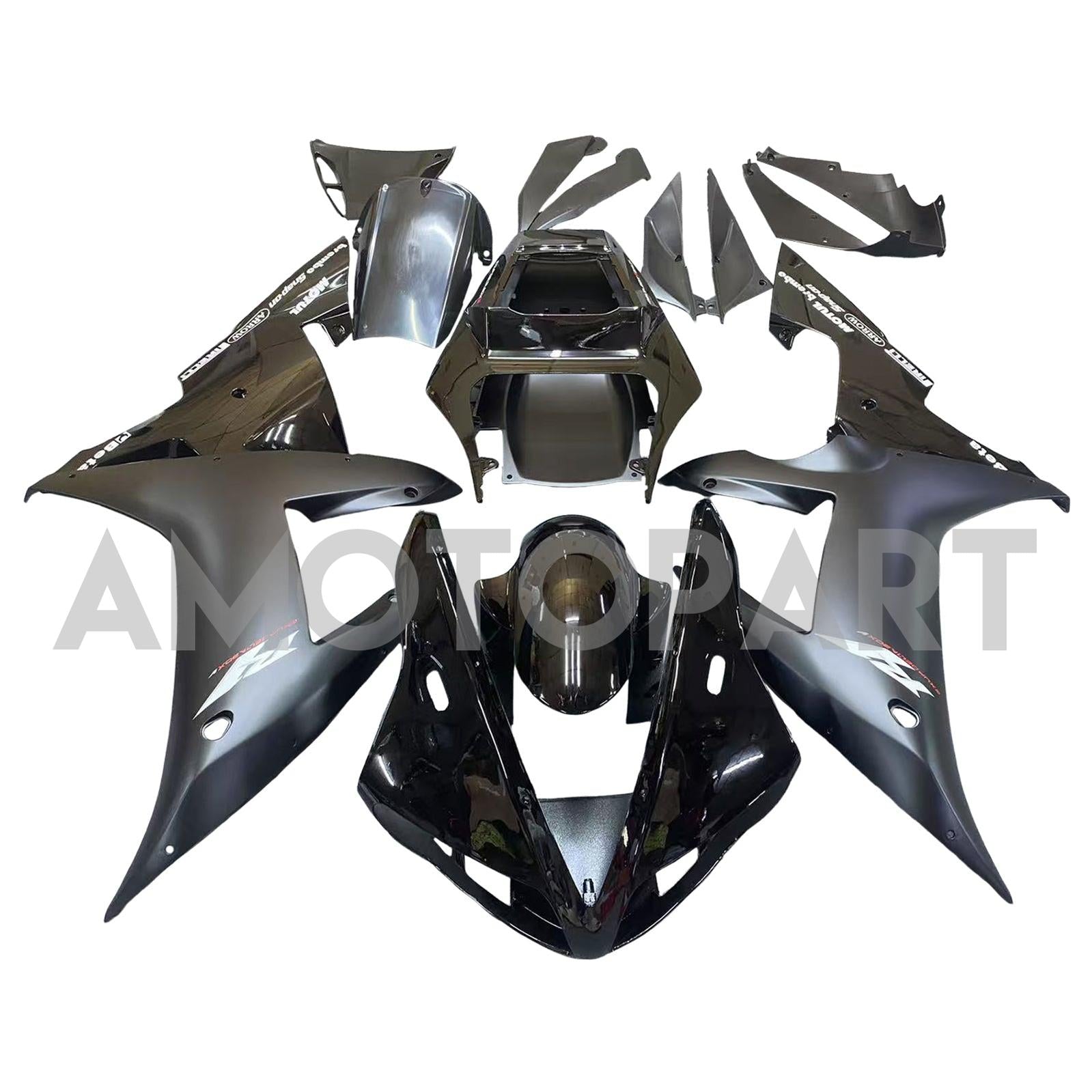 Amotopart 2002-2003 Yamaha YZF R1 Black & Logo Fairing Kit
