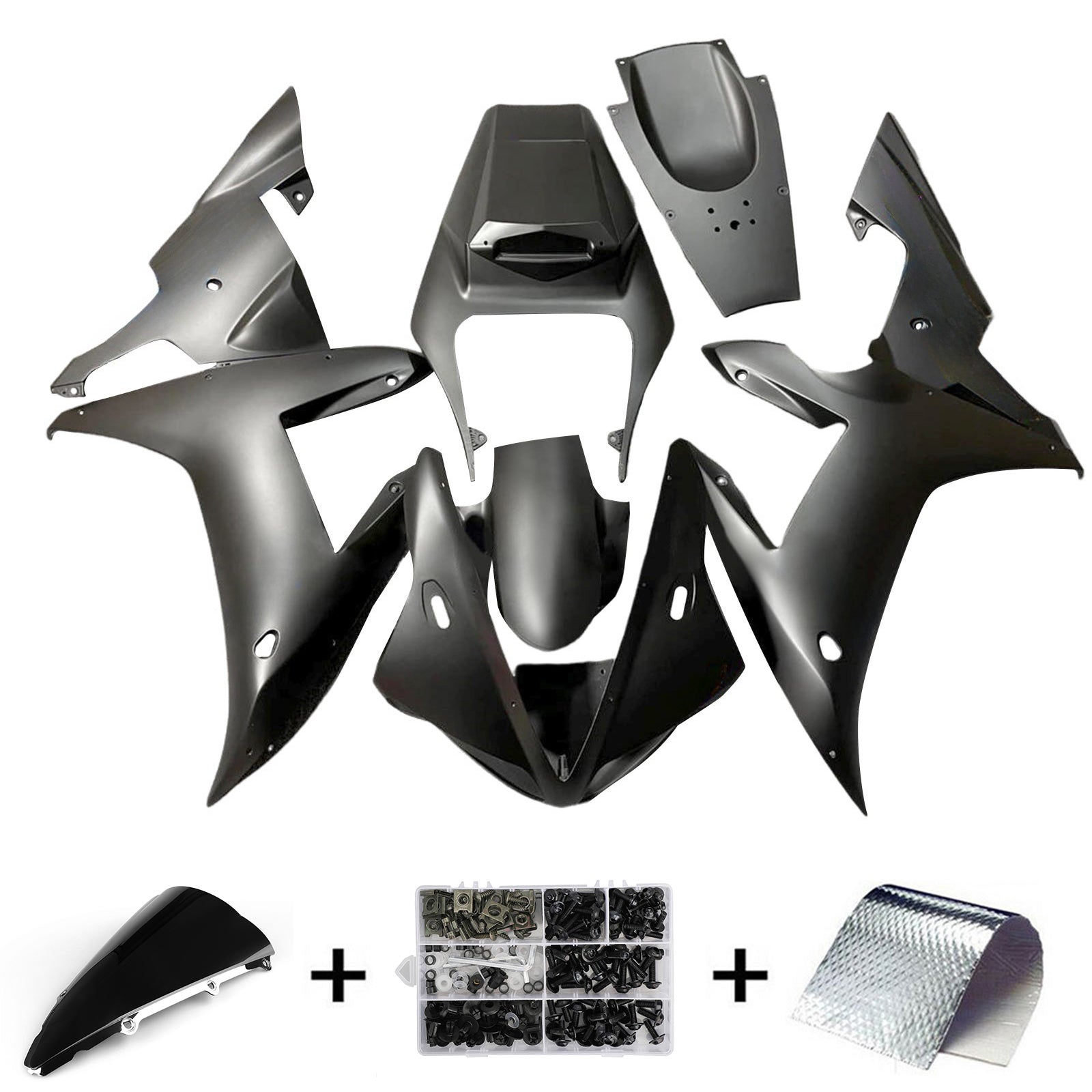 Kit carena Amotopart 2002-2003 Yamaha YZF R1 nero opaco blu
