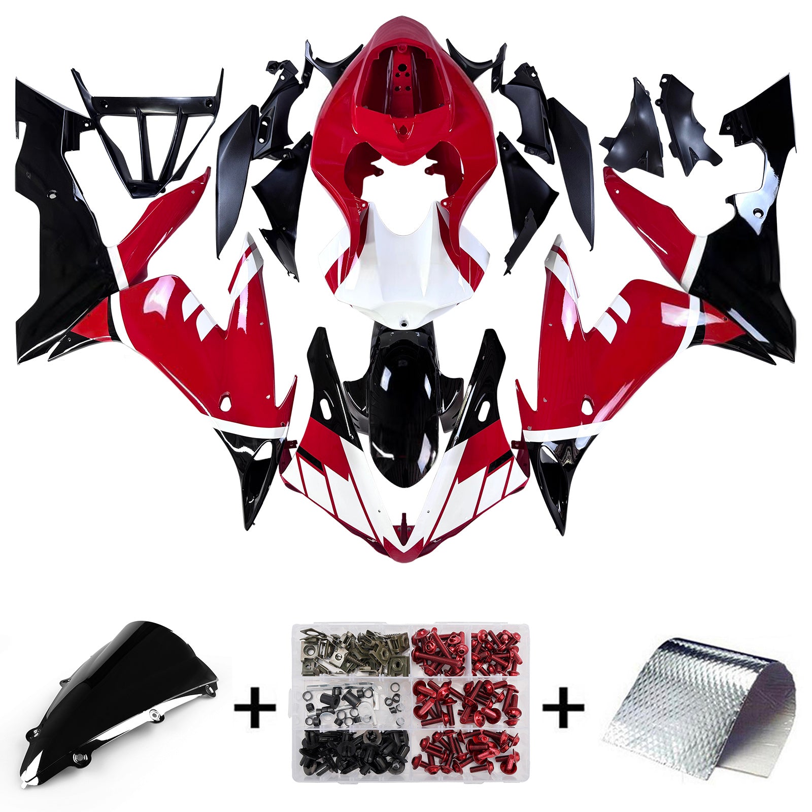 Amotopart 2004-2006 Yamaha YZF 1000 R1 Red White Fairing Kit