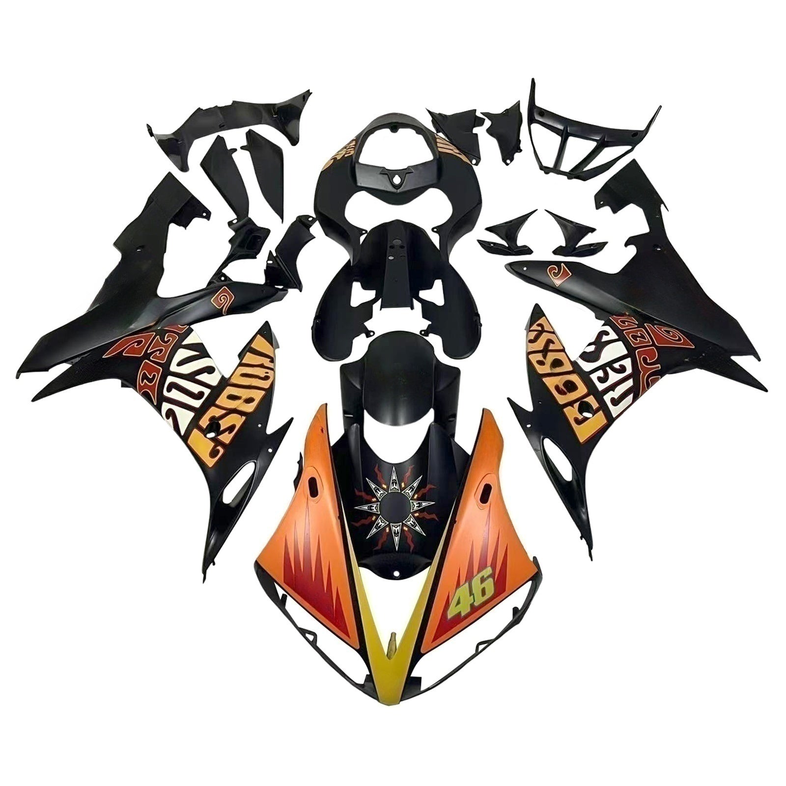 Amotopart 2004-2006 YZF 1000 R1 Yamaha Kit de carenado negro y naranja