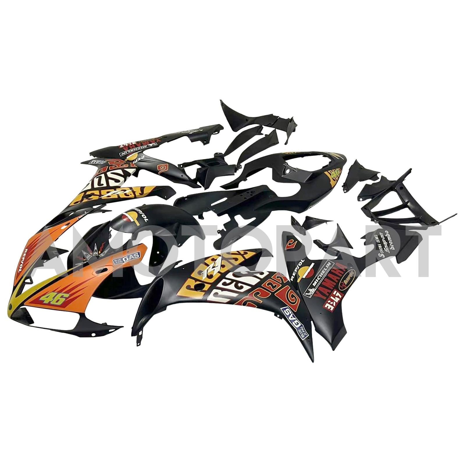 Amotopart 2004-2006 YZF 1000 R1 Yamaha Noir&Kit de carénage orange