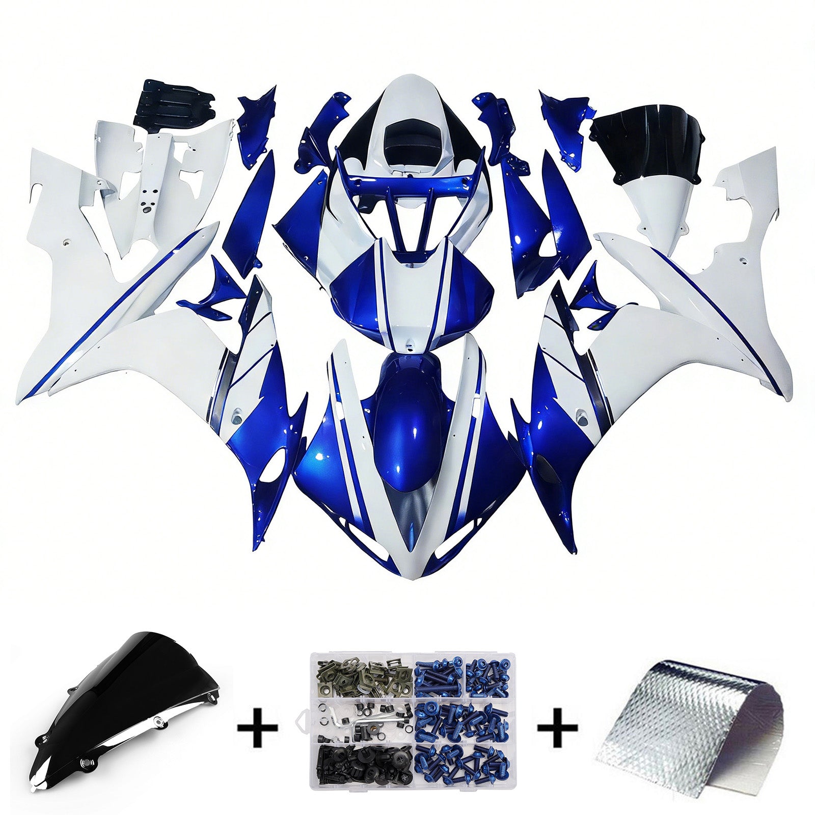 Amotopart Yamaha YZF 1000 R1 2004-2006 Weiß&Blue Style1 Verkleidungssatz
